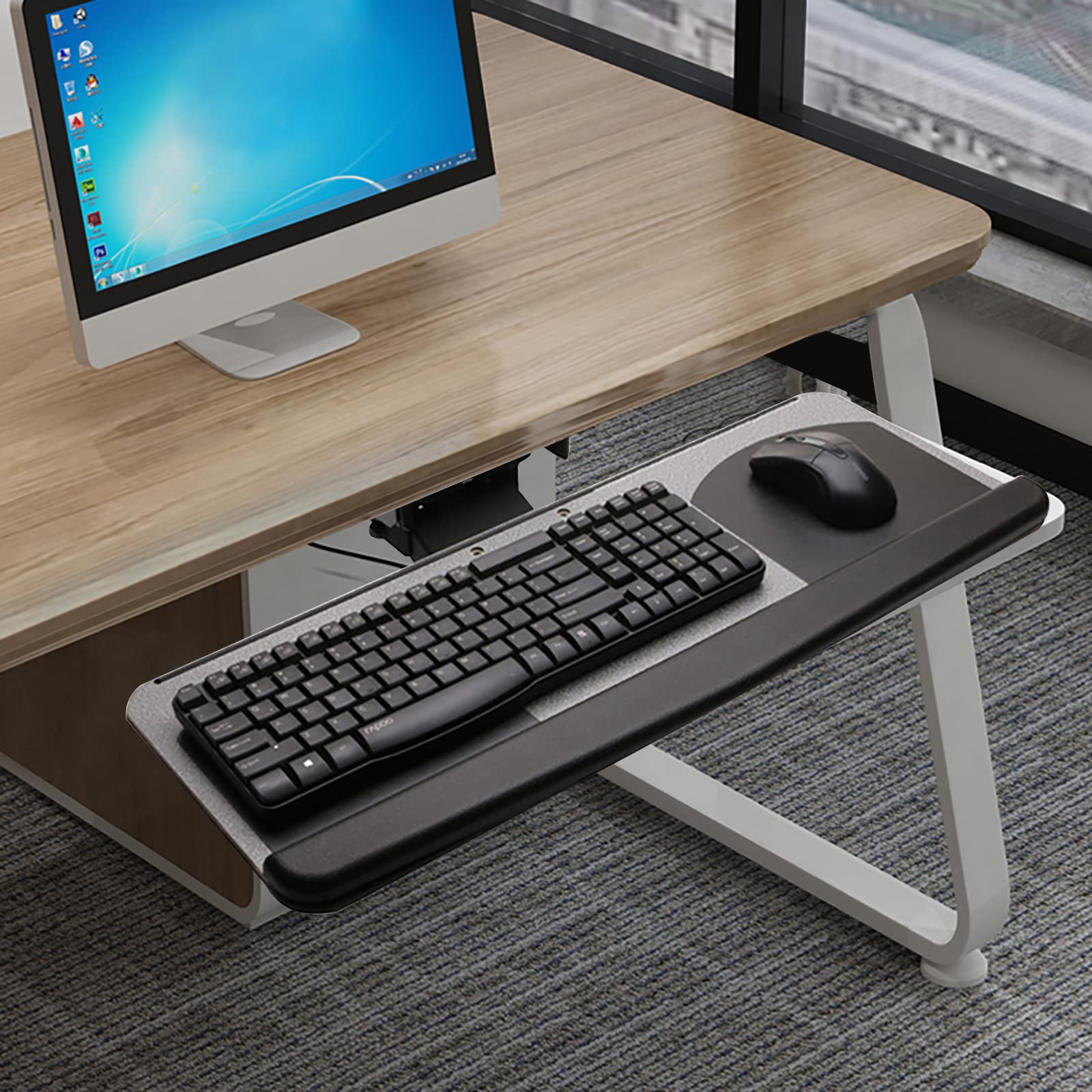 Vassoio per tastiera da scrivania sotto la staffa di montaggio da scrivania, Supporto per laptop ergonomico Supporto per tablet regolabile