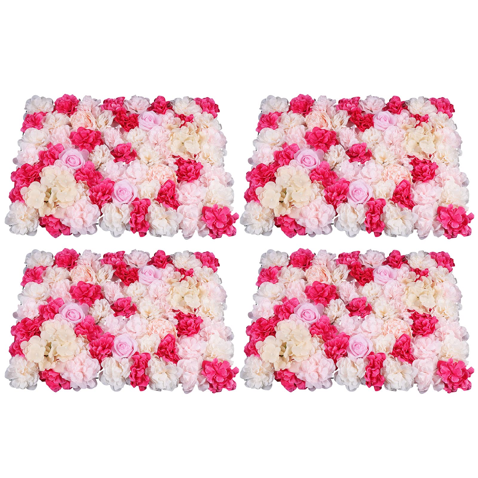 4 x fiori artificiali, bianco, rosso e rosa, rosa in seta