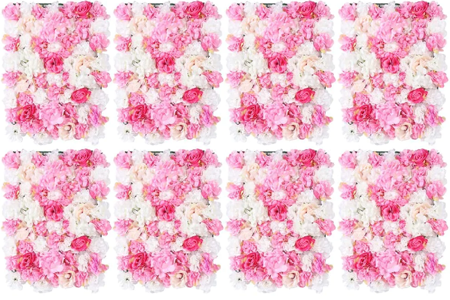 8pezzi Piastra di fiori artificiali da parete con diversi colori