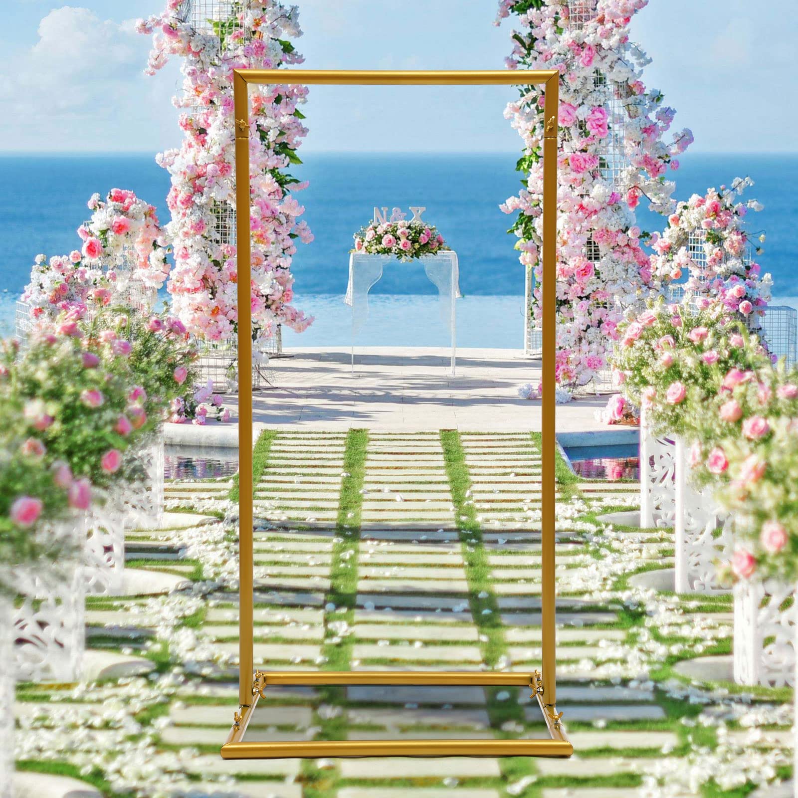1X0.5M Oro Rosa Archi Matrimonio Arco Ferro Fiore Stand Matrimonio per matrimoni, feste, feste per bambini,ecc