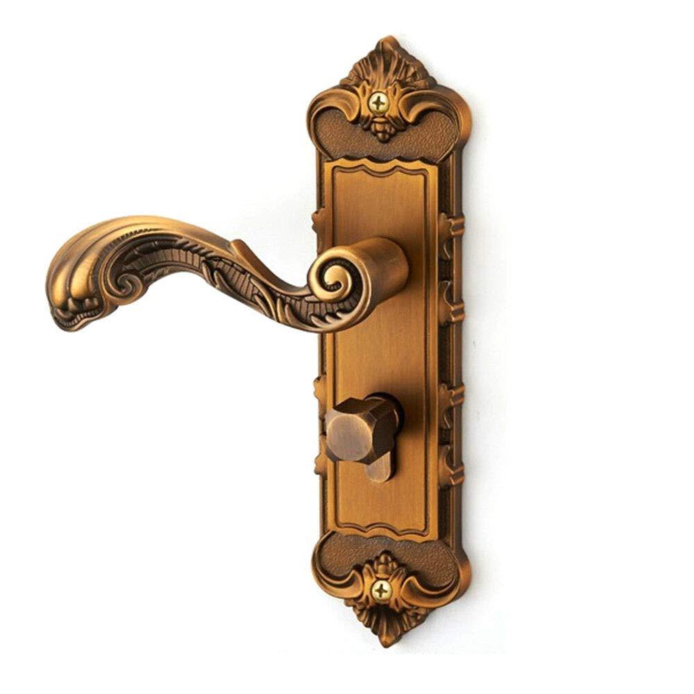 Maniglia per porta vintage con 3 chiavi, in lega di zinco europeo, universale, per porte da 35 a 45 mm di spessore per porta interna, bronzo giallo