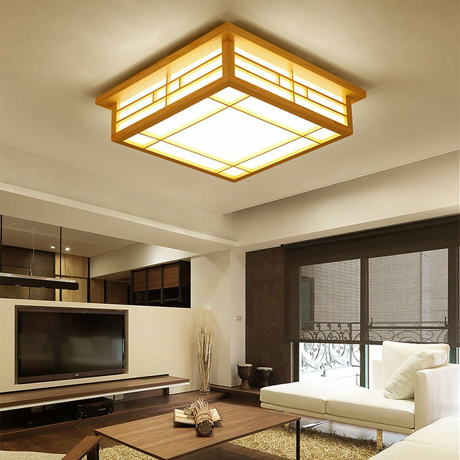 Lampada da soffitto a LED, in legno massiccio, per camera da letto, balcone, luce calda, per soggiorno, camera da letto, balcone