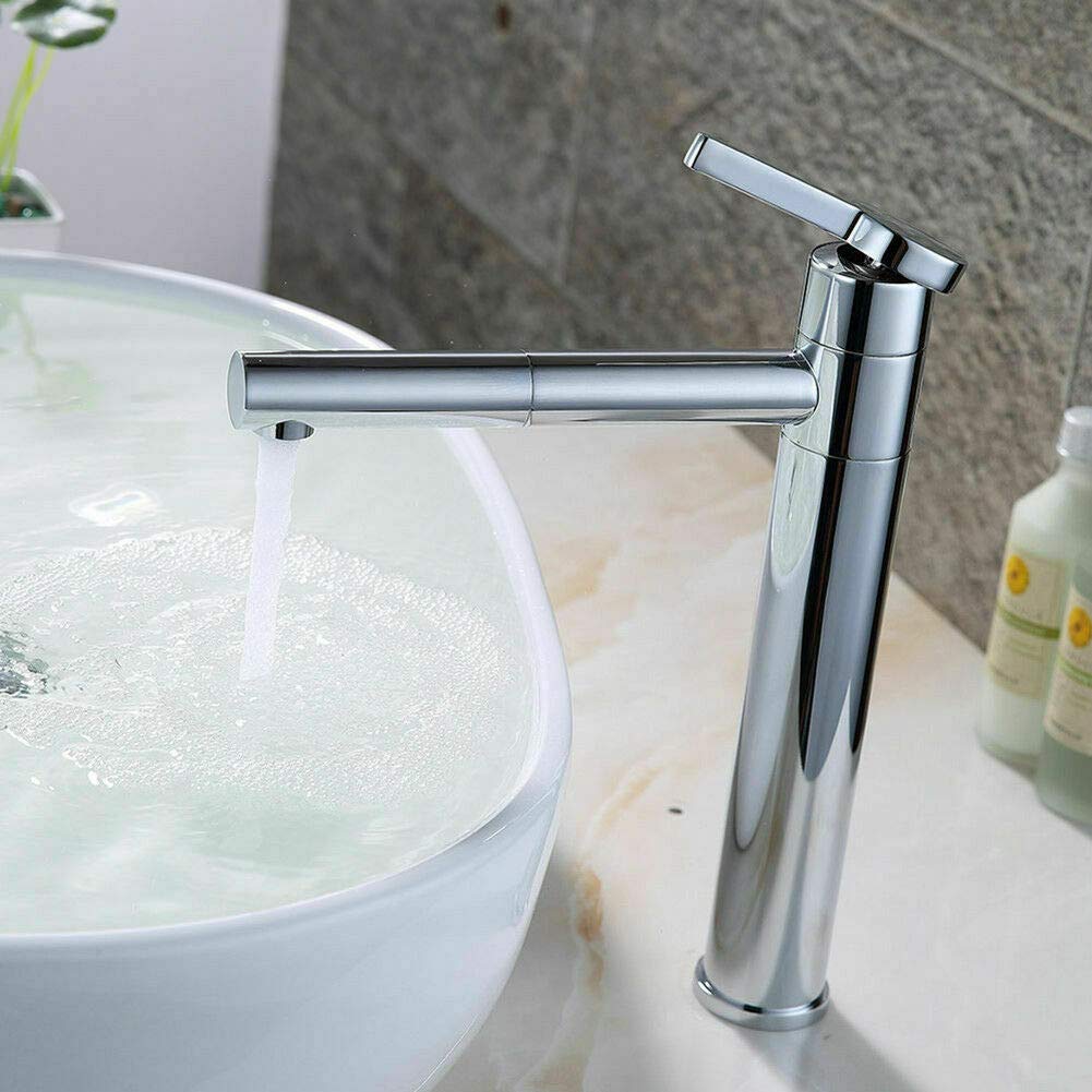 Rubinetto girevole a 360°, rubinetto per lavello da bagno, con impugnatura unica, altezza regolabile, rubinetto in ottone