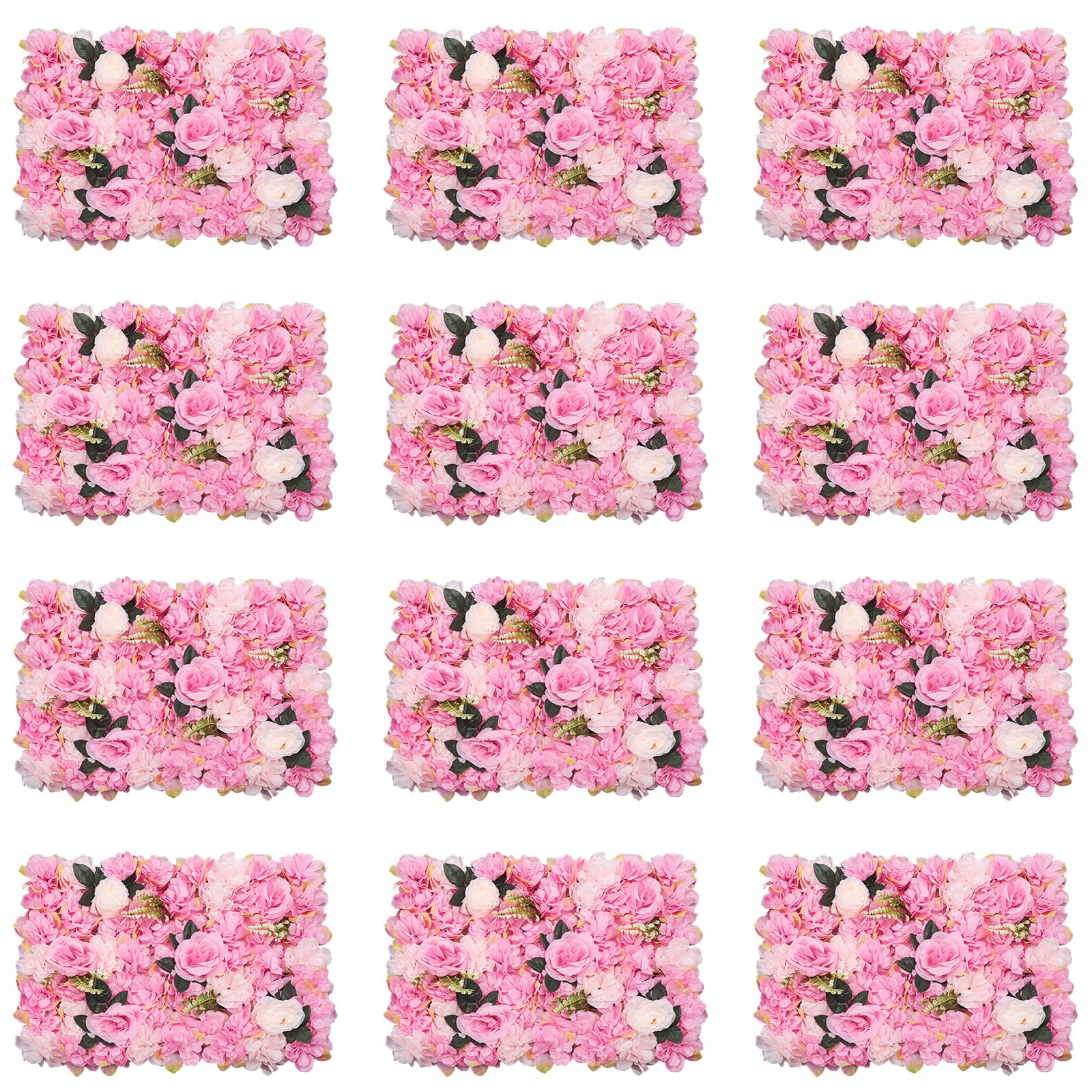 12 pannelli da parete con fiori artificiali