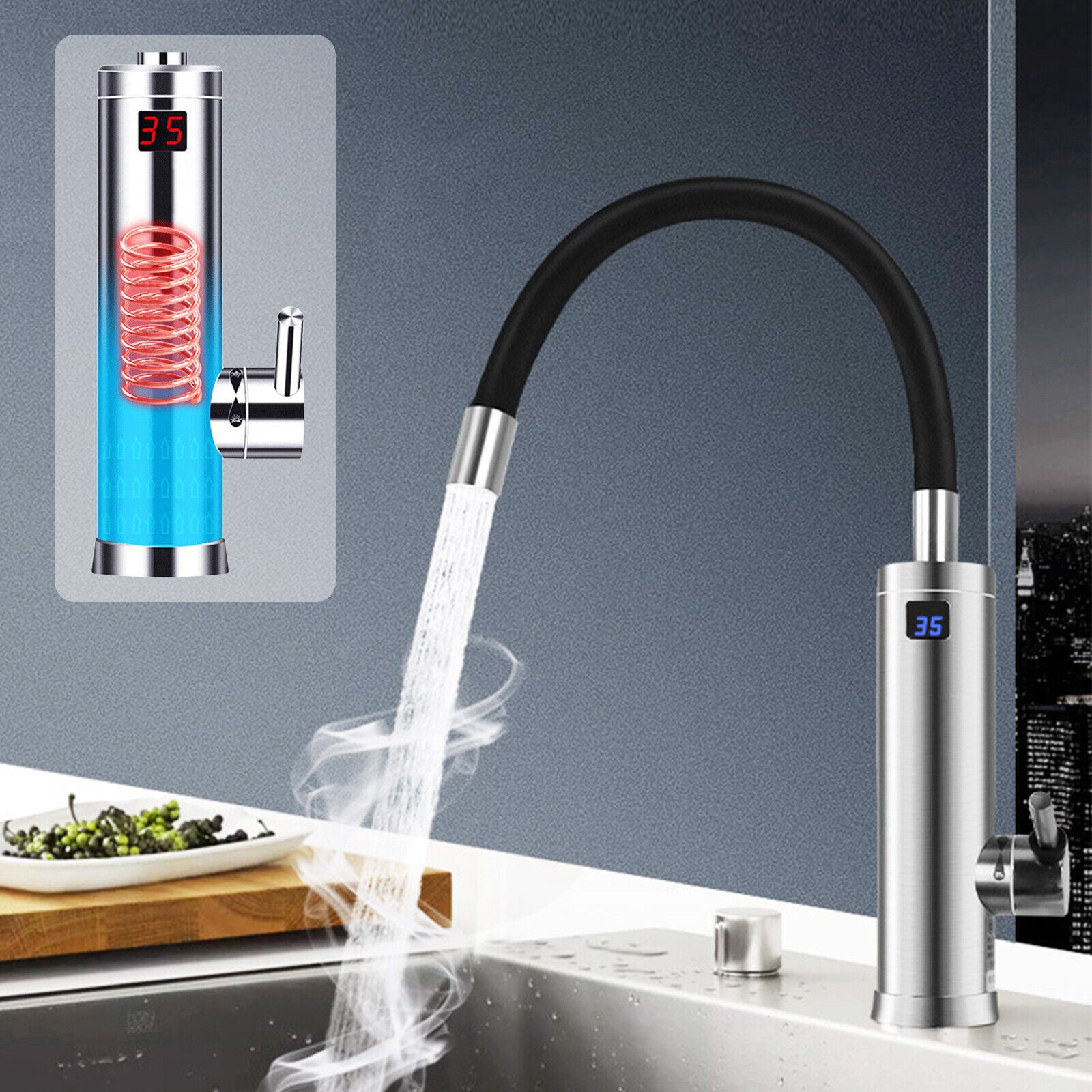 Scaldabagno elettrico da cucina da 3000W rubinetto istantaneo per rubinetto  dell'acqua calda rubinetto per riscaldamento a freddo scaldabagno  istantaneo senza serbatoio - AliExpress