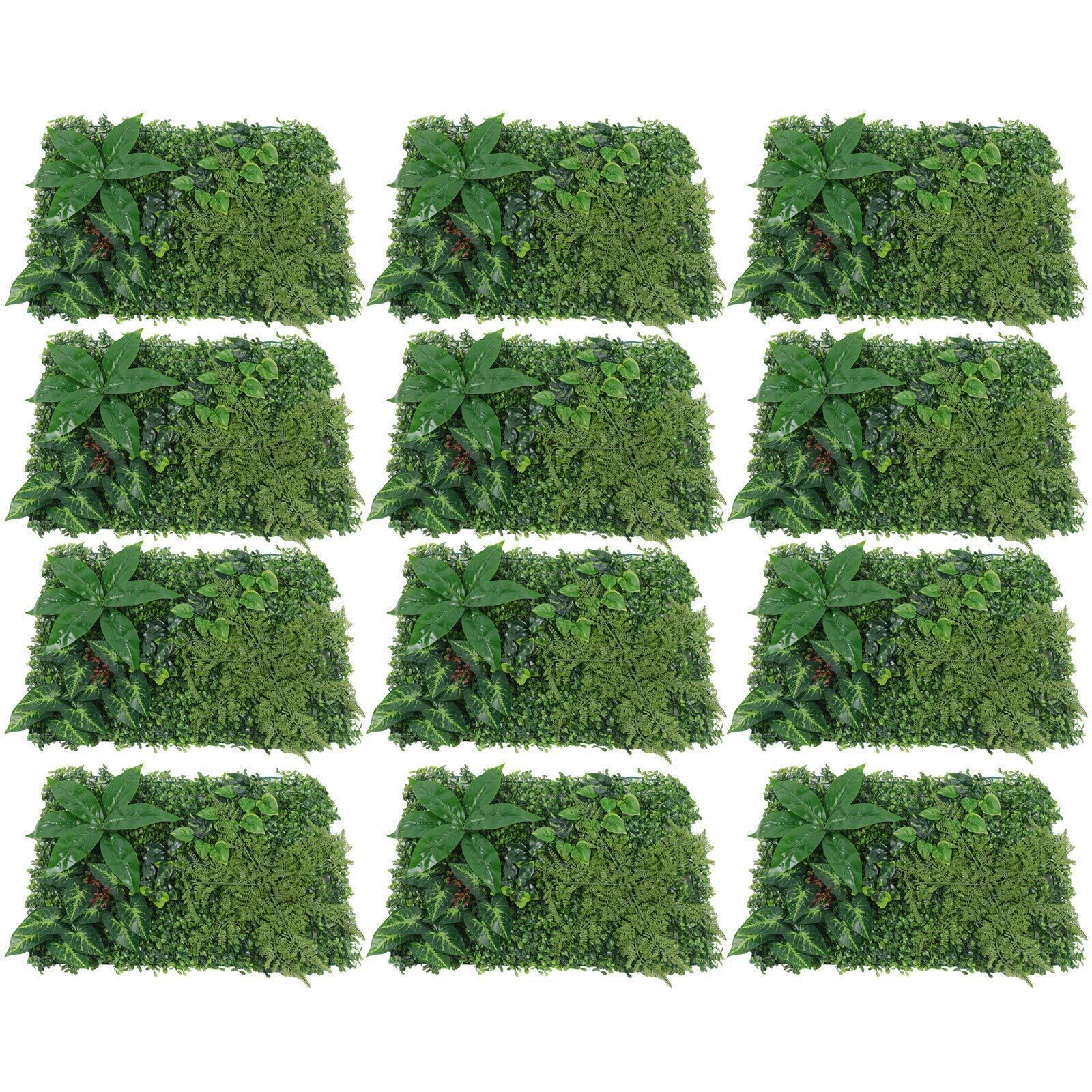 12PCS 24x16 piante da parete da giardino verticale con piante artificiali fiori di bosso artificiale