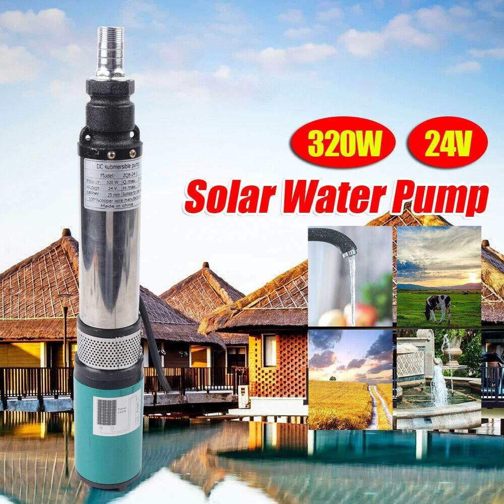 Pompa per acqua per pozzi profondi, solare, 320 W, 4", in acciaio inox, 24 V, DC, pompa per acqua sommergibile, 5 m³/h, per uso industriale e...