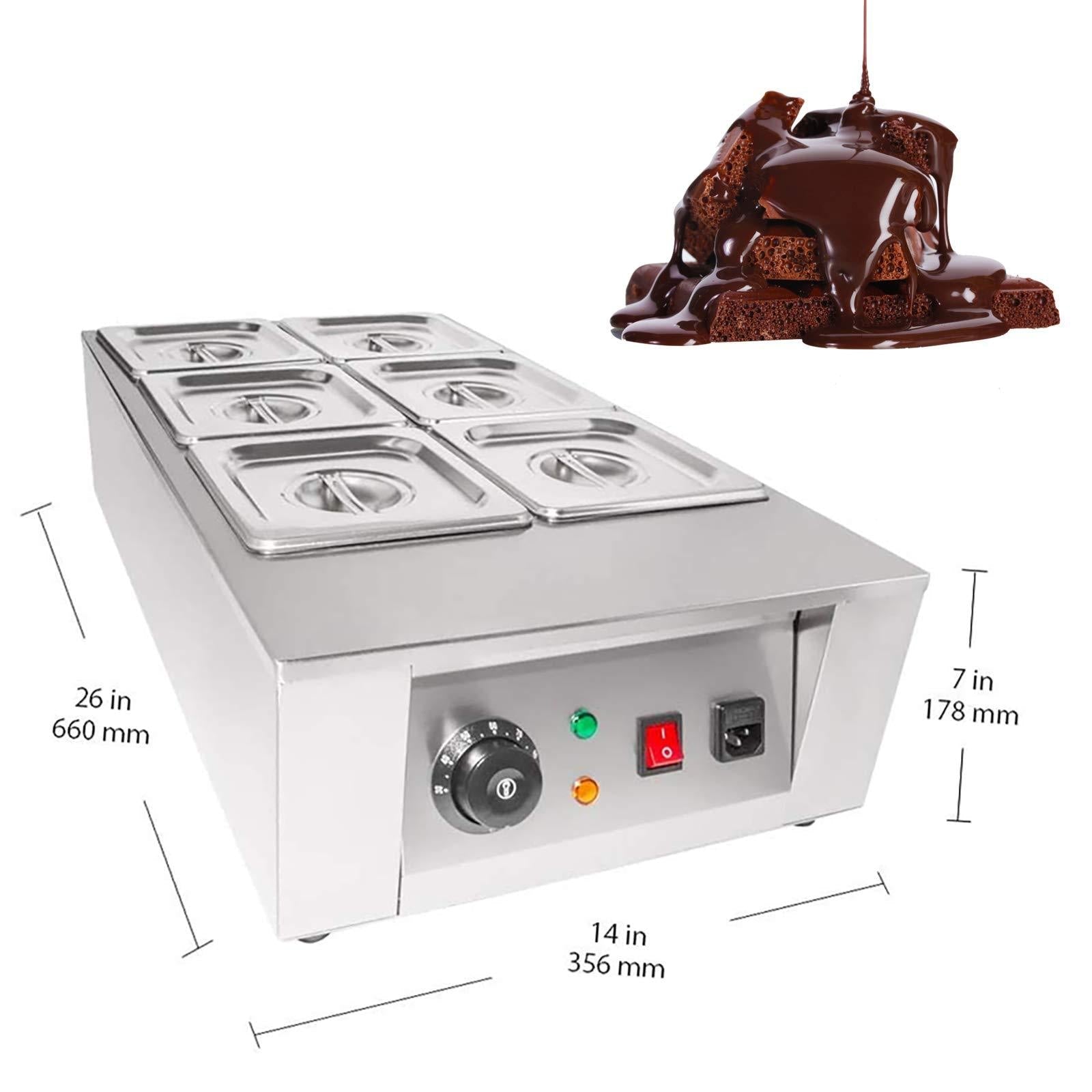 Creatore di cioccolato con controllo della temperatura 0~80 Fonditore di cioccolato con 6 serbatoi