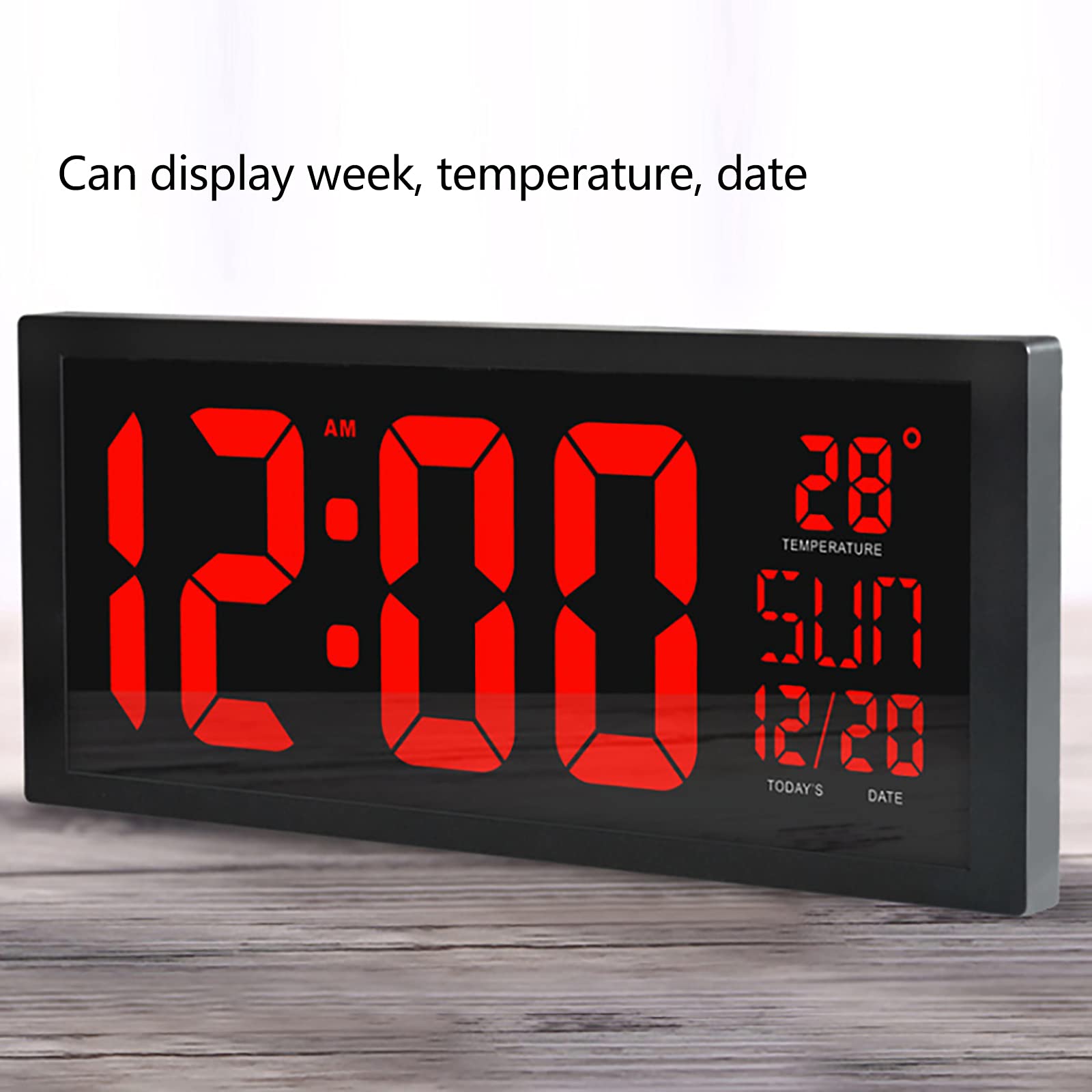 Orologio da parete digitale del soggiorno del LED rosso con il sistema di visualizzazione del calendario della temperatura della data 12H