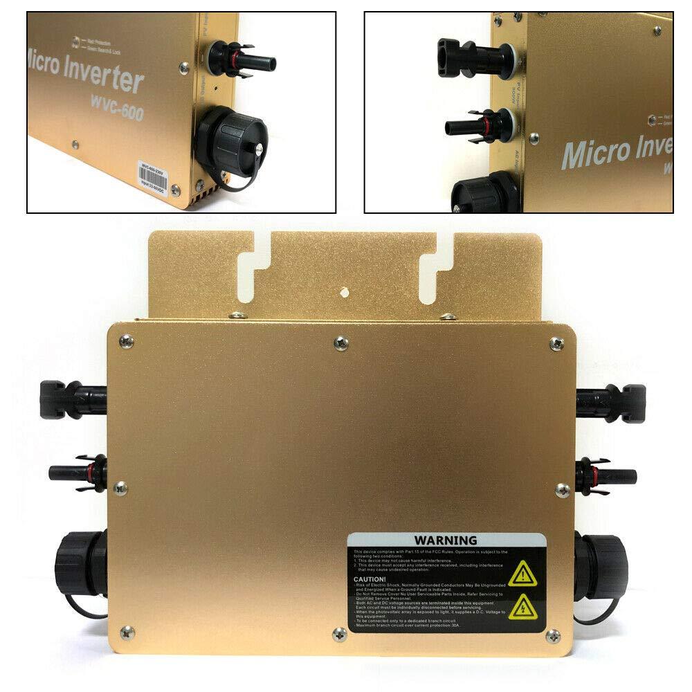 Microinverter - Microinverter collegato alla rete, inverter solare WVC-600W MPPT, 22-50 VDC (oro)
