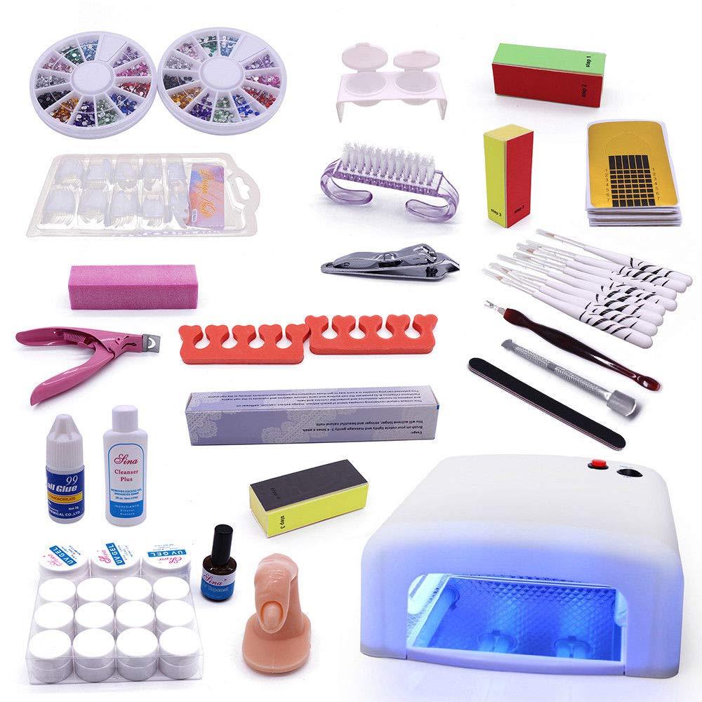 Starter kit per unghie, lampada UV 36W, gel colorato, kit per unghie