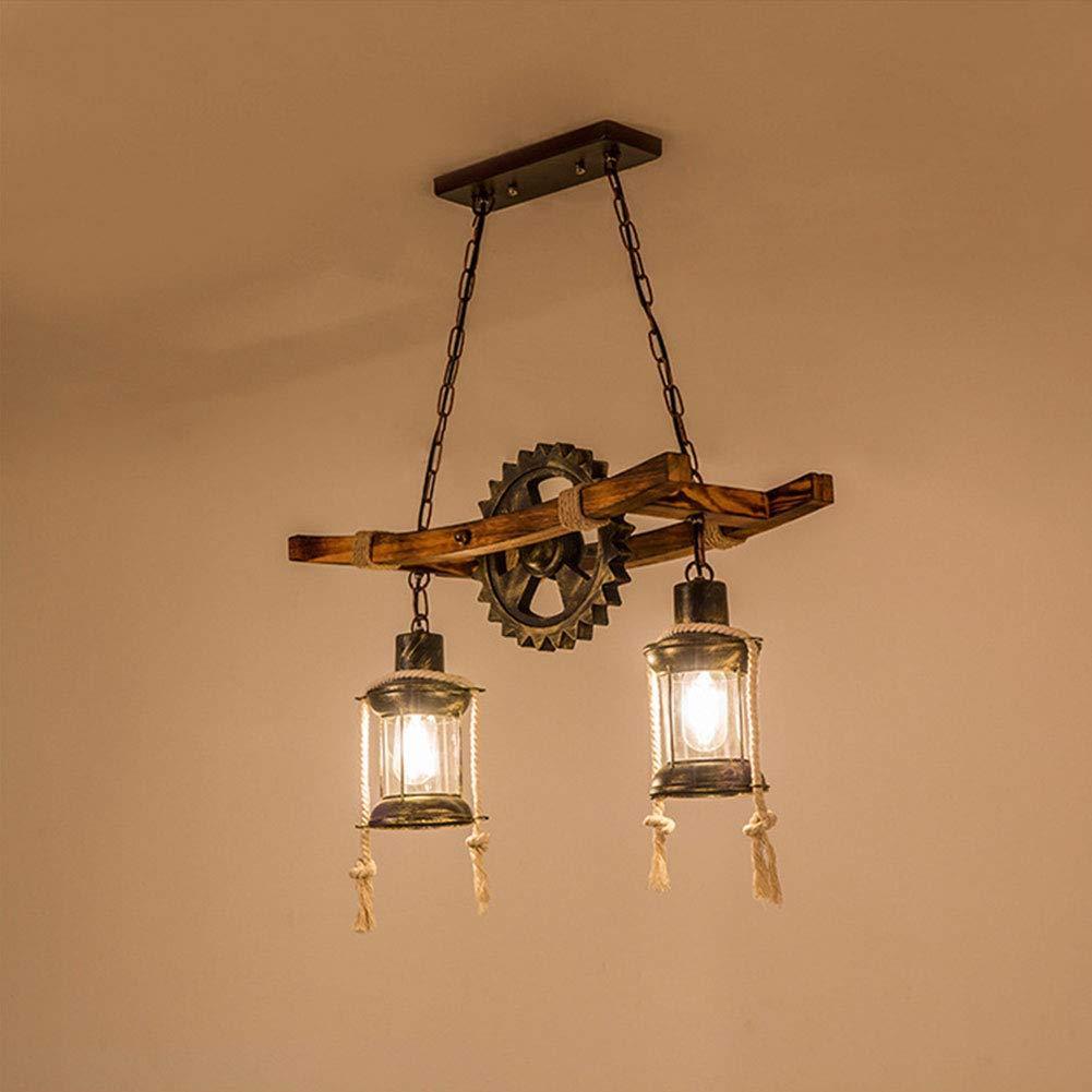 Luce a sospensione vintage, 2 teste metallo lampadario, lampada a sospensione regolabile