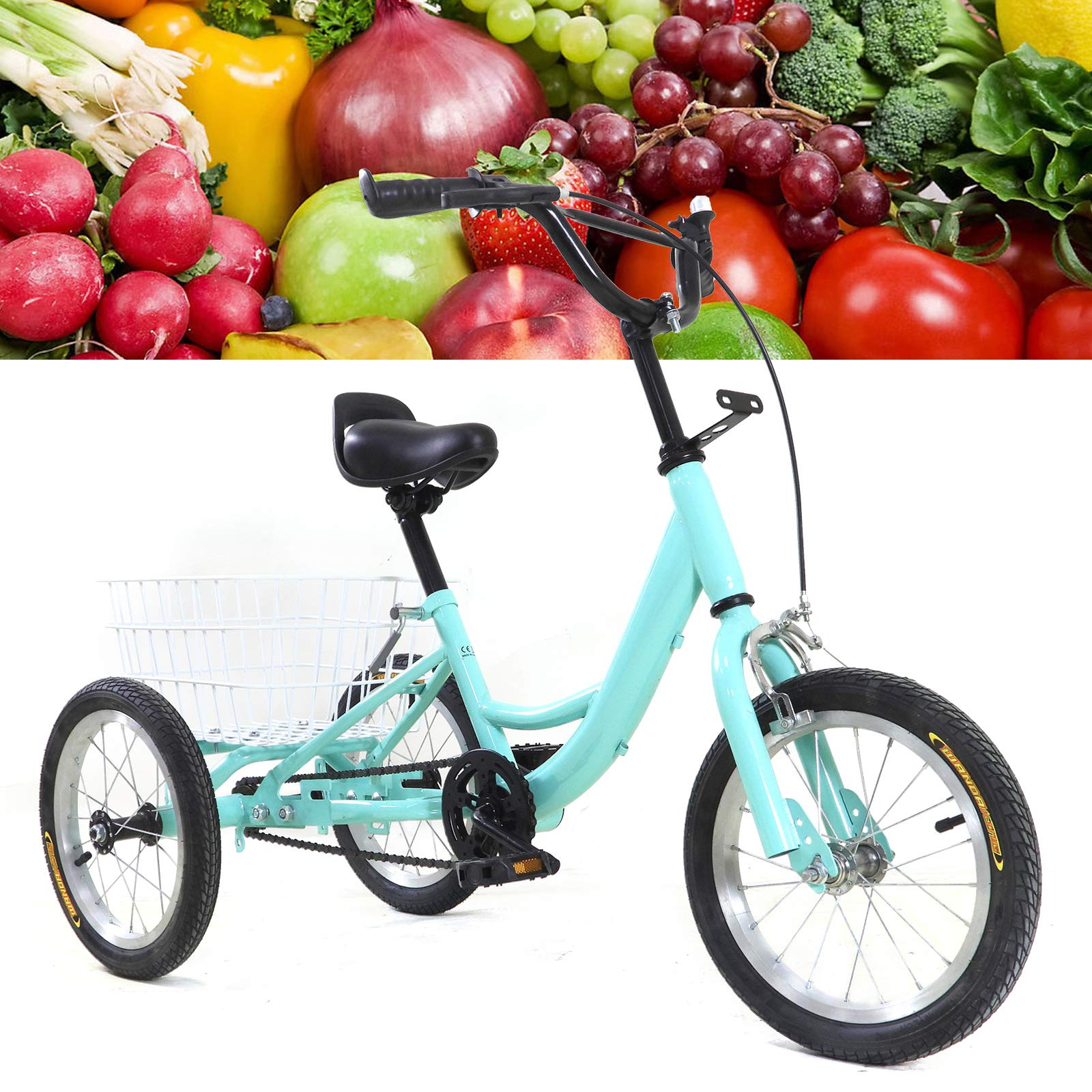 Tricycle per bambini, 14 pollici, per bambini, 5-6 anni, colore: Verde
