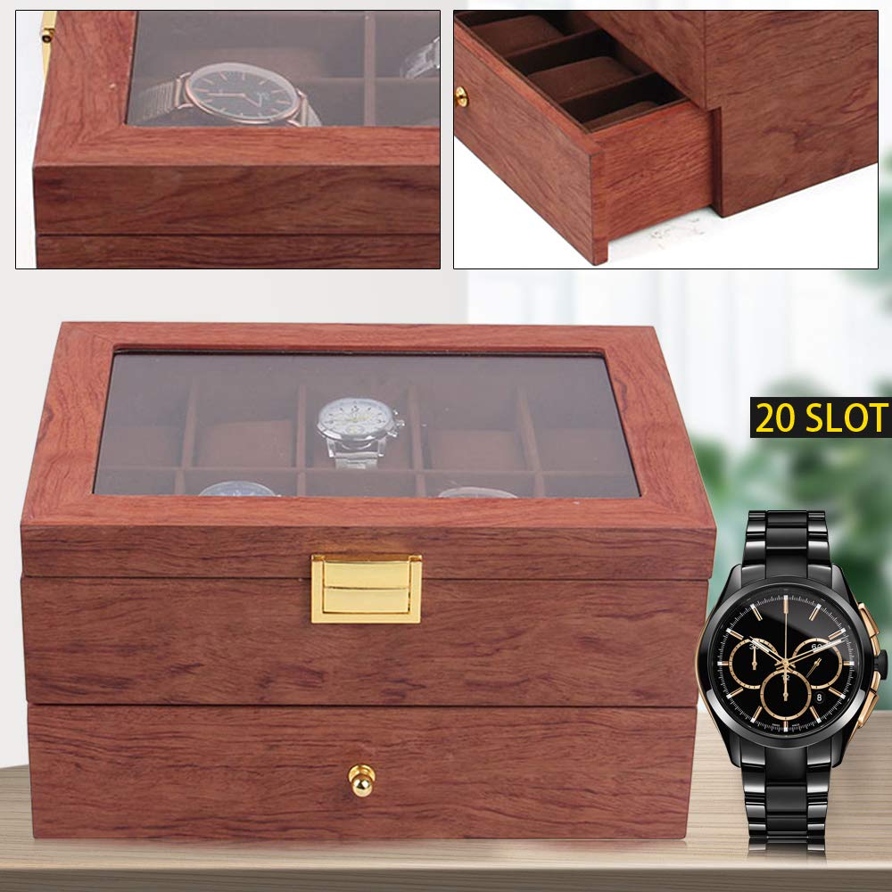 Scatola di legno a doppio strato per l'organizzazione dell'orologio per 20 orologi