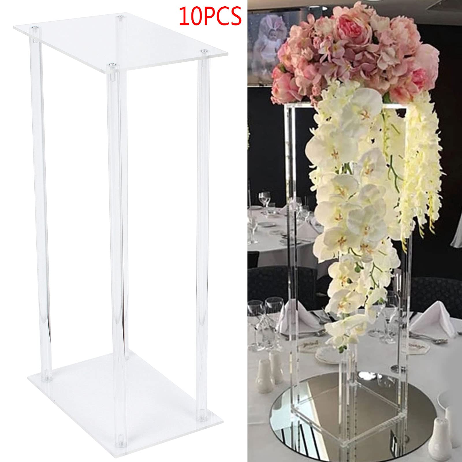  60 cm di altezza, supporto per fiori, decorazione da tavolo, per matrimoni, feste in casa, anniversari, compleanni, 10 pezzi