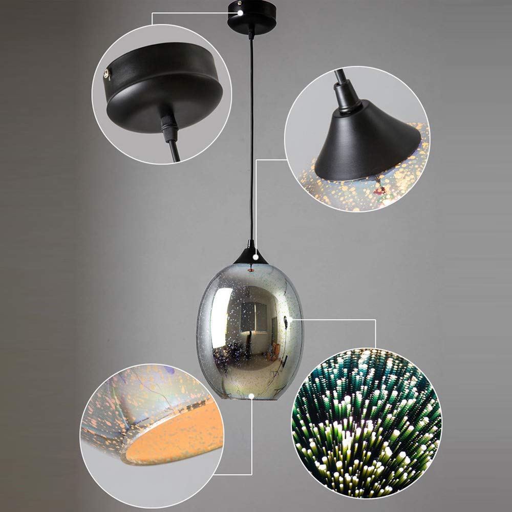 Lampada a sospensione moderna in vetro 3D da 22 * 32 cm Lampada da soffitto con fuochi d'artificio per decorazioni natalizie