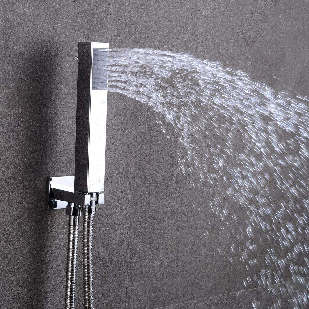 Sistema doccia a scomparsa in acciaio inox, set doccia quadrato con soffione a pioggia e doccetta, 30*30cm