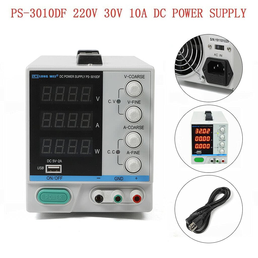 0-30V 0-10A Alimentatore regolabile da laboratorio, trasformatore, alimentatore con display LED digitale, con interfaccia USB