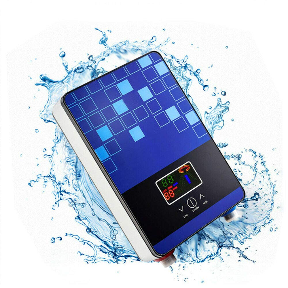 Kit scaldabagno istantaneo digitale da 6500W, blu, Schermo a colori + doccia set di tre