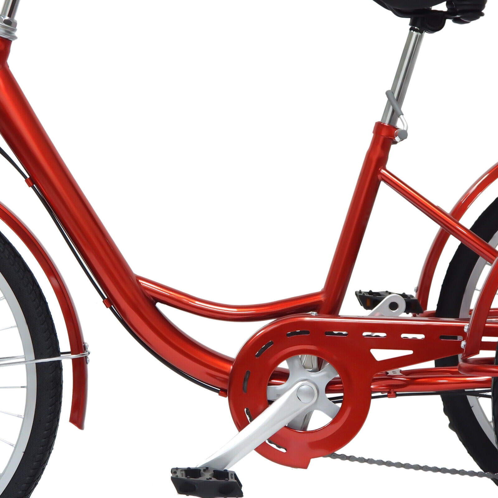 Triciclo Rosso da 24" a 6 Marce per Adulti, Triciclo per Adulti con Cestino per la Spesa
