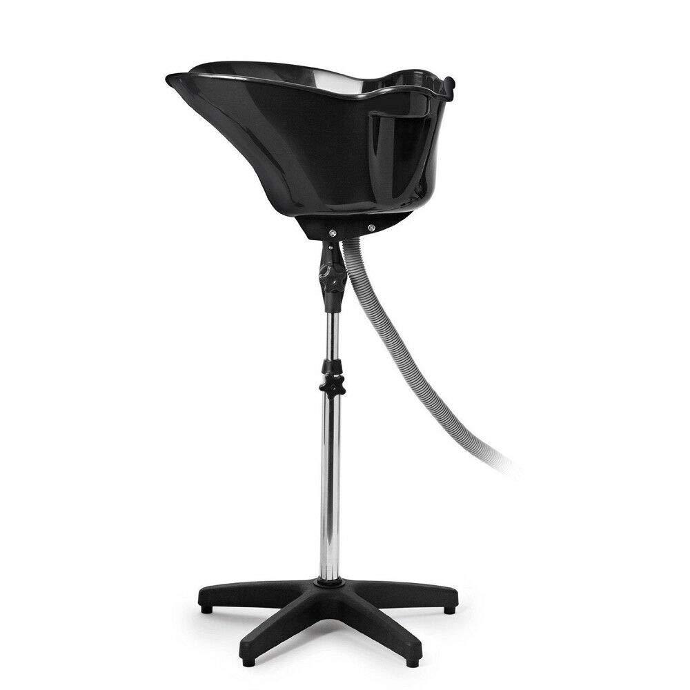 Lavabo mobile per parrucchiere, nero Lavabo inverso con altezza e angolo regolabili, con tubo di scarico (48 x 50 cm)