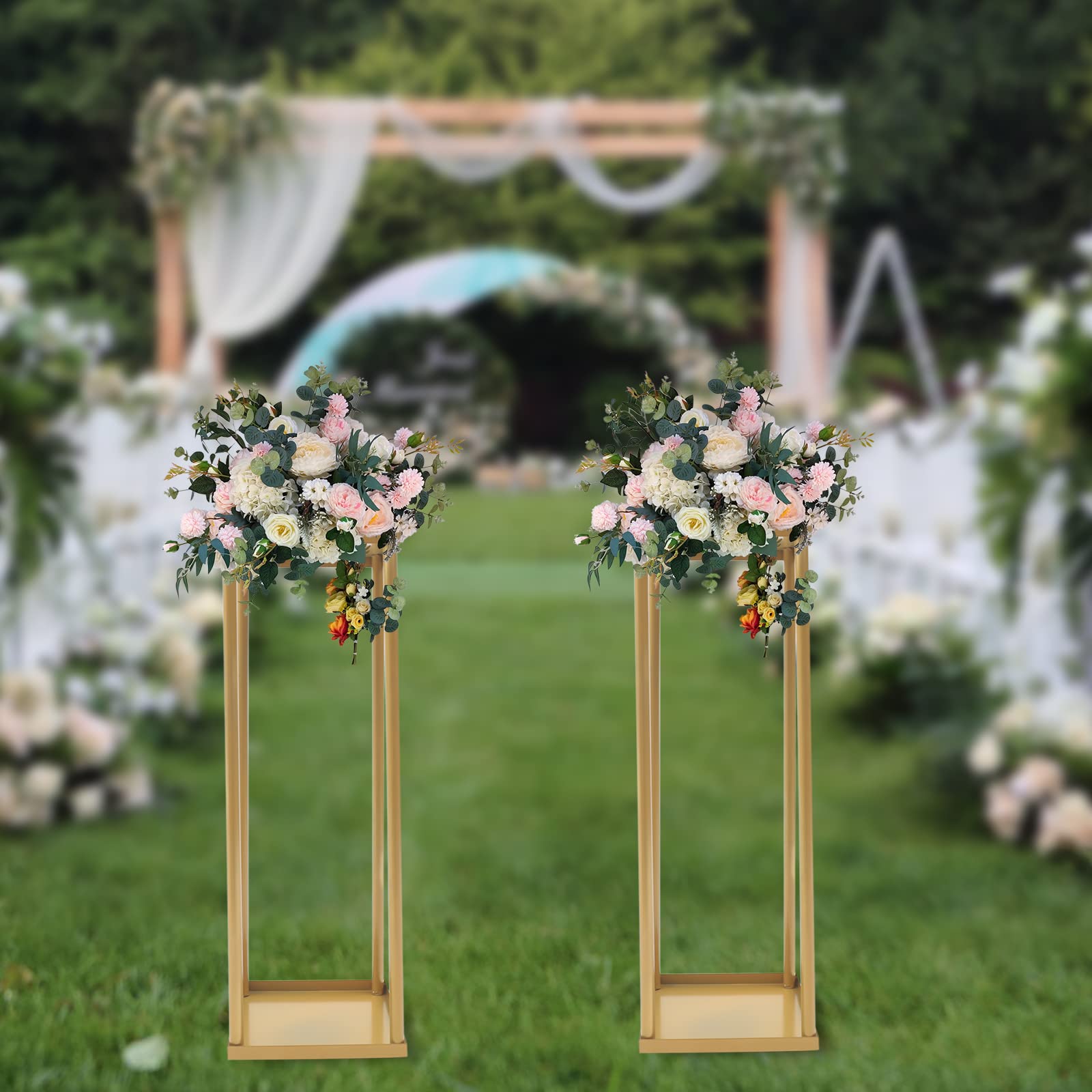 2 pezzi Supporto per fiori in oro Supporto da pavimento per matrimoni Colonna in metallo Supporto per fiori Composizione floreale