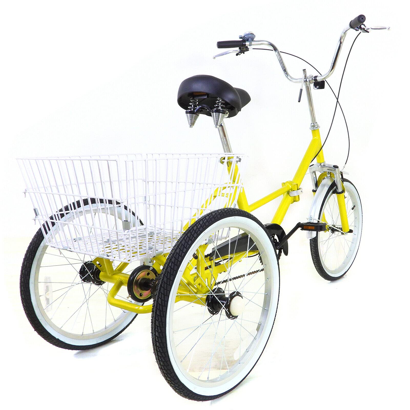 Triciclo pieghevole per adulti da 20 pollici a 3 ruote Single Speed Bike per uomo e donna con cestino