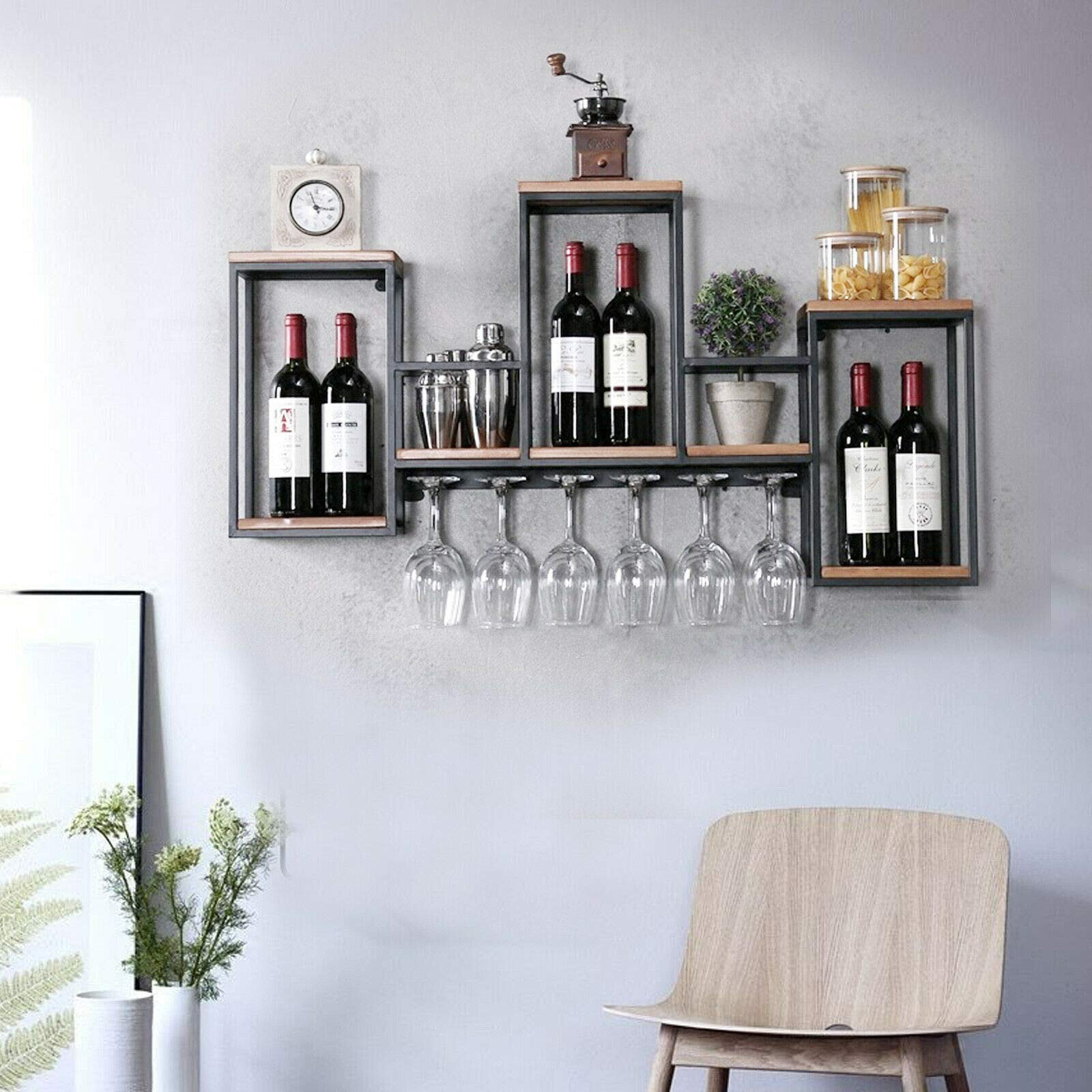 Portabottiglie da parete in metallo, Portabottiglie da vino, Portabottiglie da vino vintage in ferro