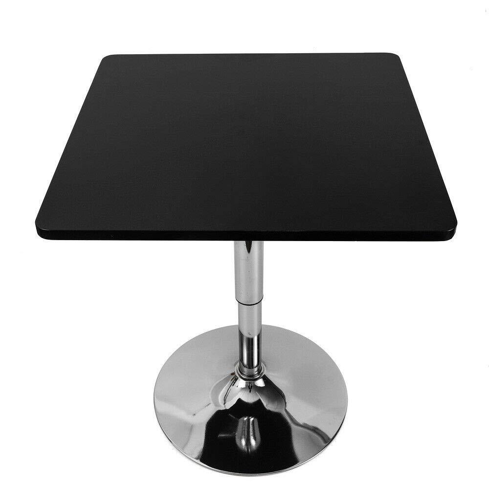 Tavolino da caffè quadrato, regolabile, in acciaio inox, con gambe girevoli a 360°, 23,6 x 23,6 x 0,7 pollici, altezza regolabile 27,6 - 35,4 pollici