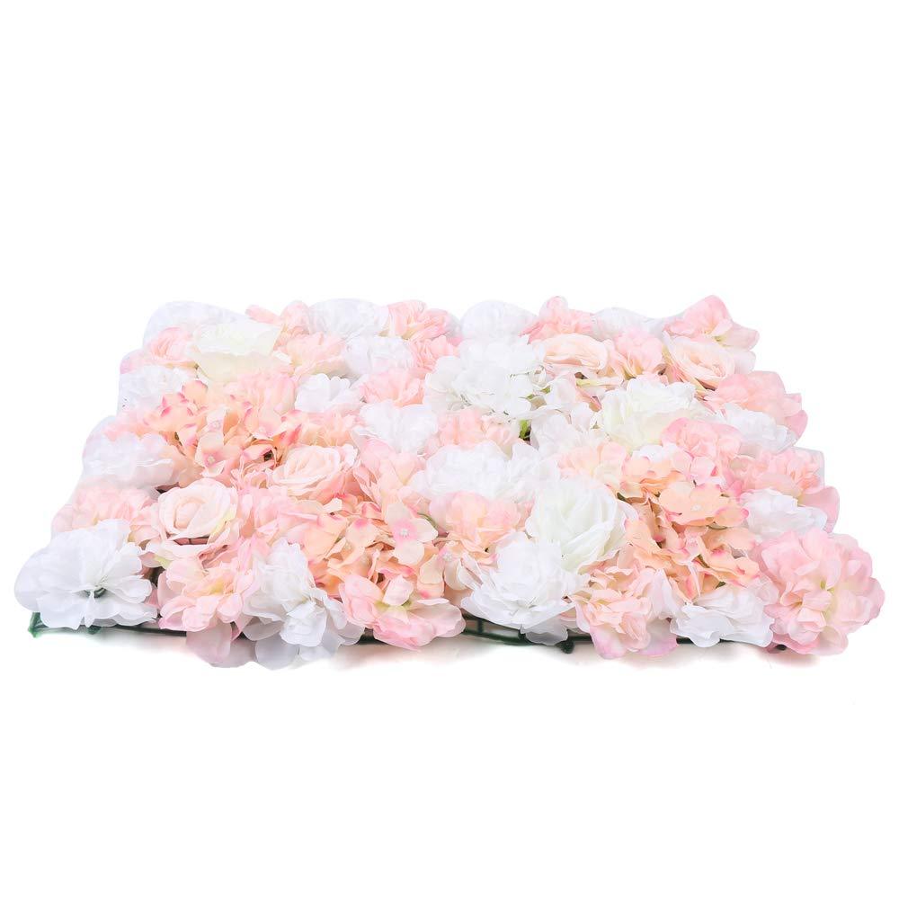 4 pezzi di fiori artificiali da parete per matrimonio, decorazione floreale, sfondo per foto, champagne, bianco, 40 x 60 cm