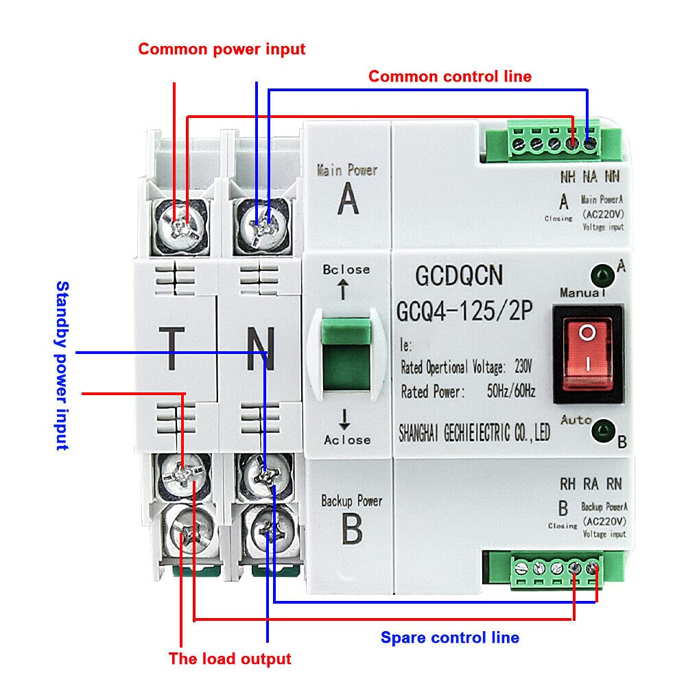 Interruttore automatico di trasferimento AC 220 V 2P 63A Transfer per generatori 