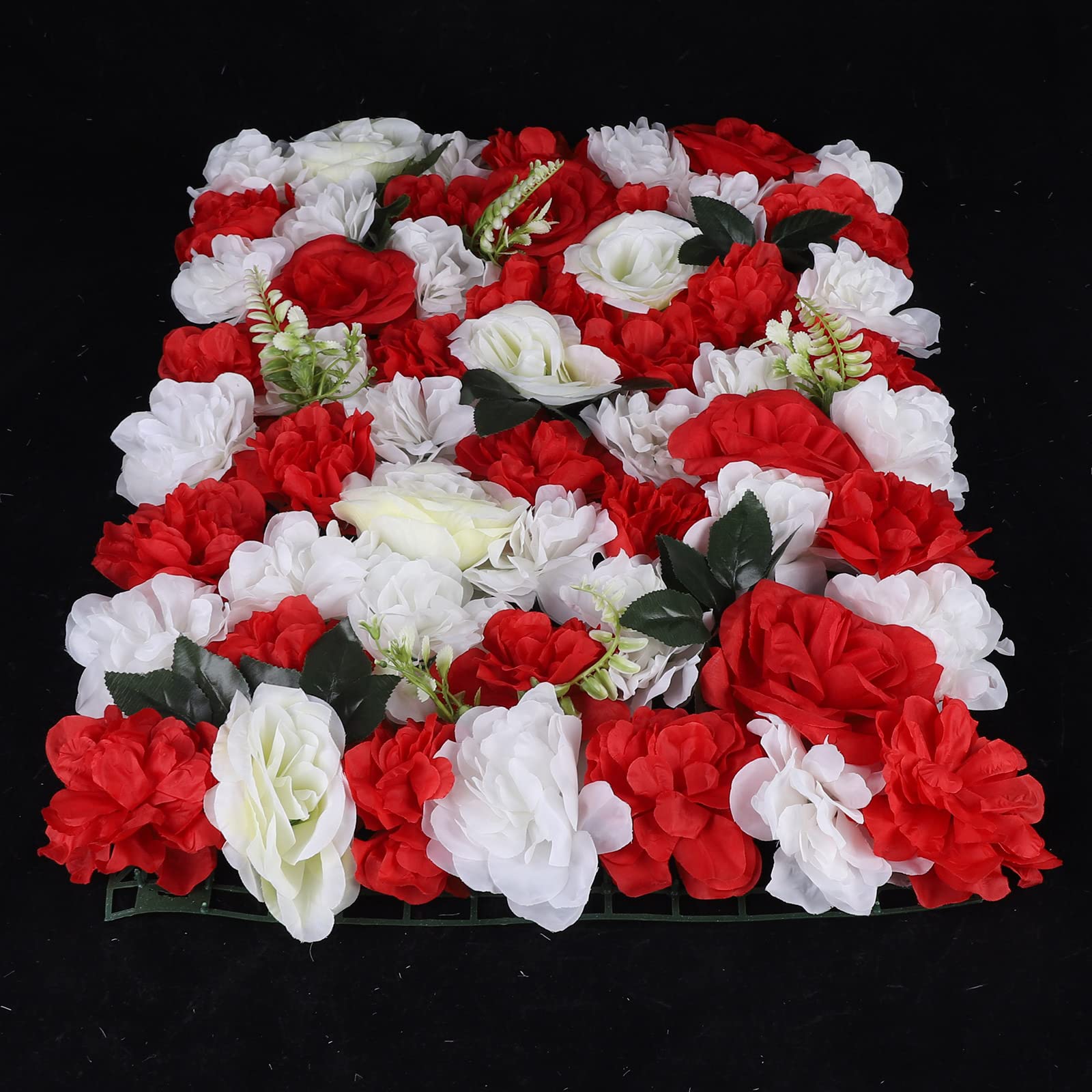 Fiori artificiali Fiori di seta Grande dalia rossa + Rosa + Foglia Muro di fiori di rose da parete per la decorazione di nozze del giardino di casa