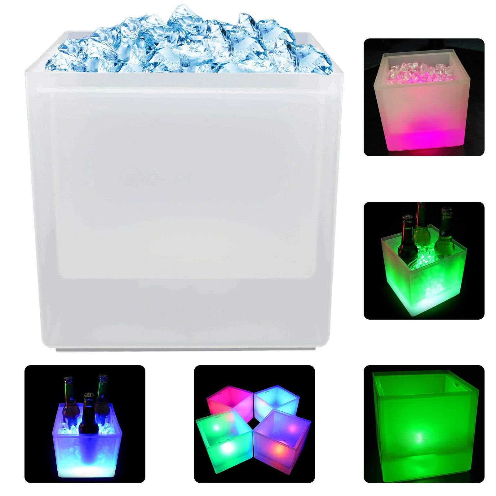 3,5L LED secchiello del ghiaccio quadrato che cambia colore RGB in PP, raffreddatore di bottiglie pe bar