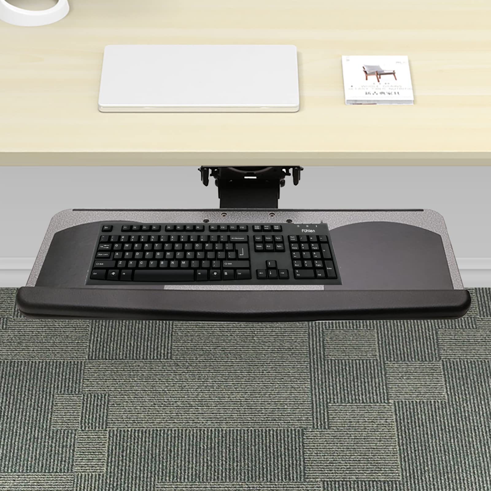 Vassoio per tastiera da scrivania sotto la staffa di montaggio da scrivania, Supporto per laptop ergonomico Supporto per tablet regolabile