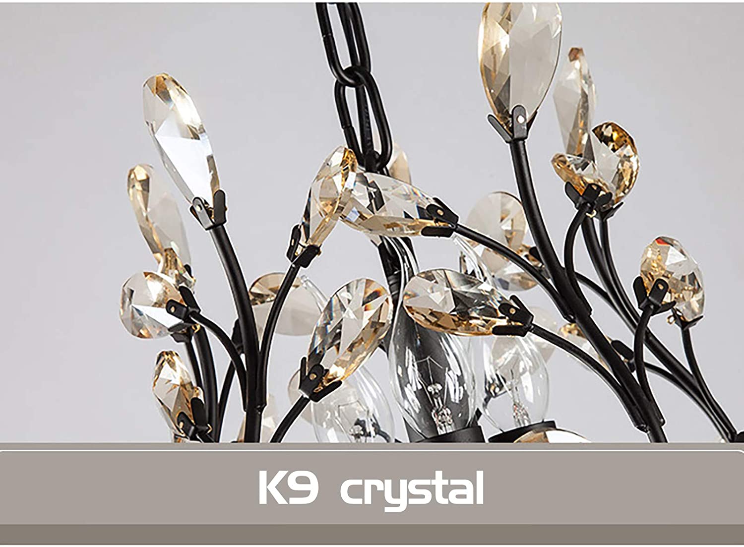 Lampadario a cristalli K9 Lampada da soffitto moderna Lampada a sospensione rustica floreale in metallo per soggiorno camera da letto(senza lampadine)