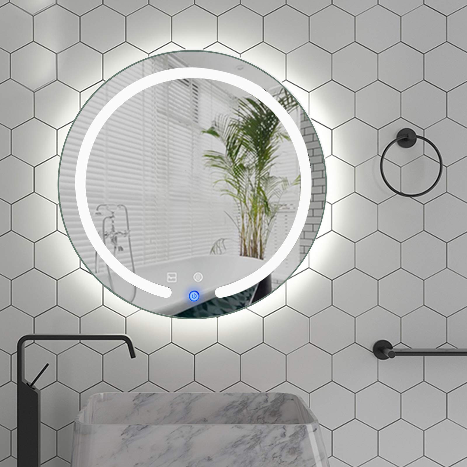 Specchio da bagno e da parete e trucco rotondo da 20" a LED.