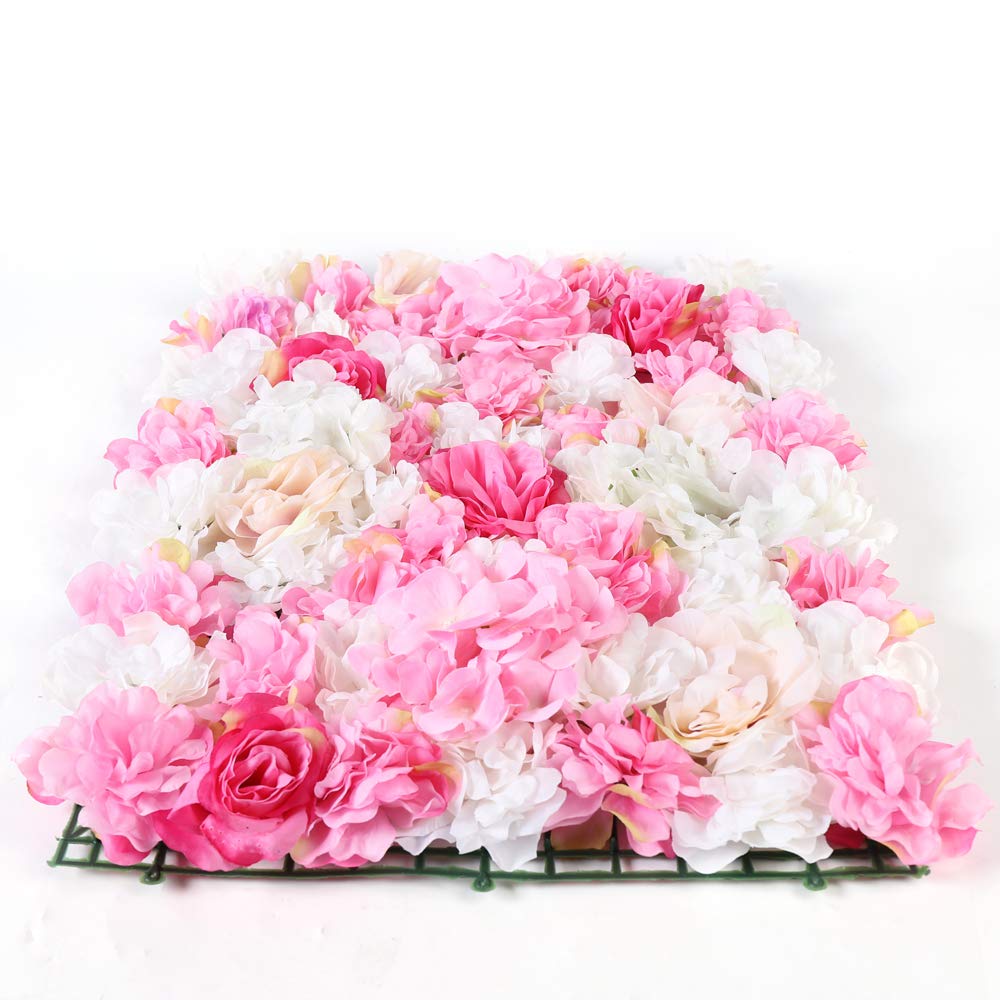 15 pezzi di fiori artificiali da parete di fiori falsificati, decorazione per matrimoni, fotografie, feste, sfondo rosa, 40 x 60 cm, colore: rosa