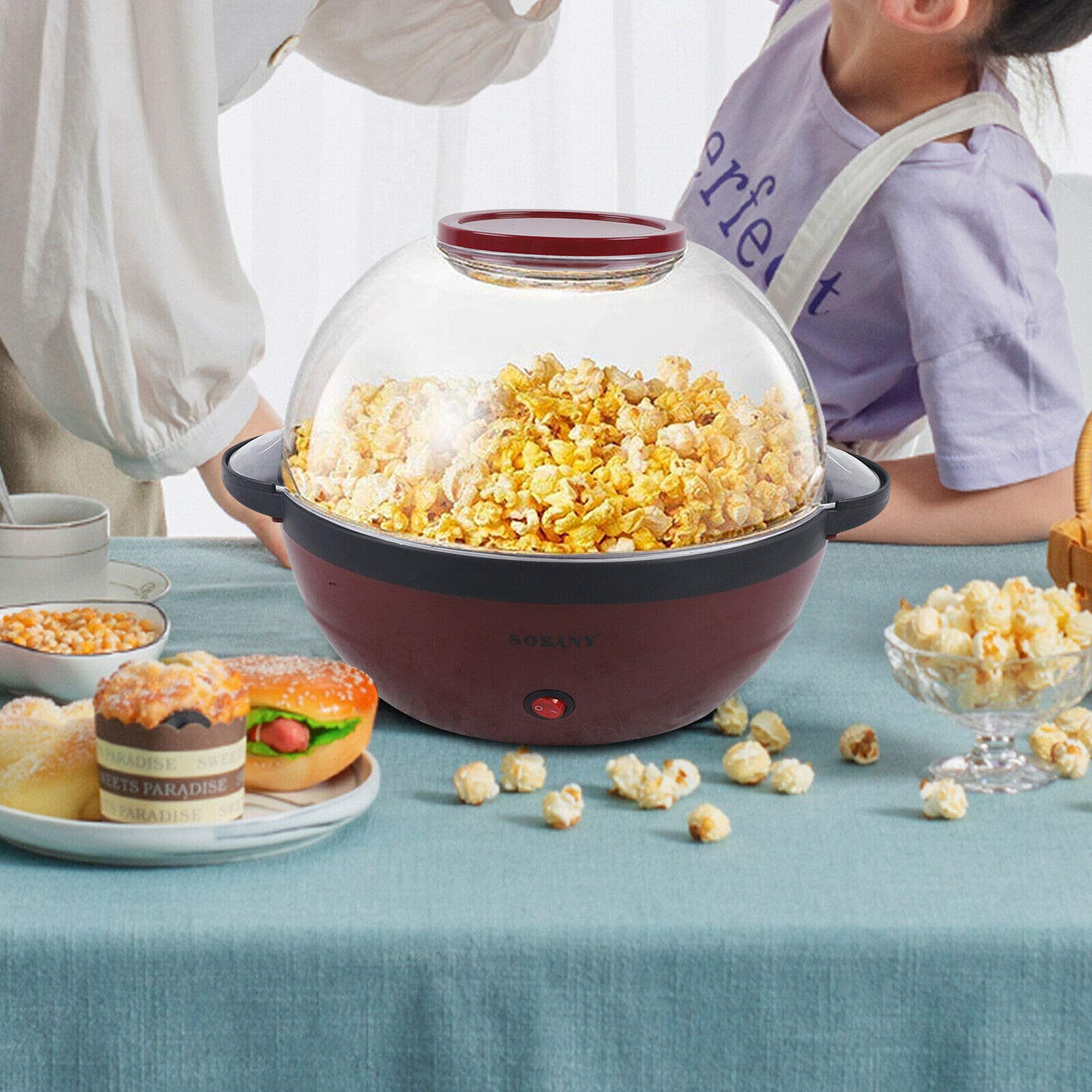 Macchina per popcorn professionale da 5 litri Macchina per popcorn a olio caldo da 850 W Rossa 220 V