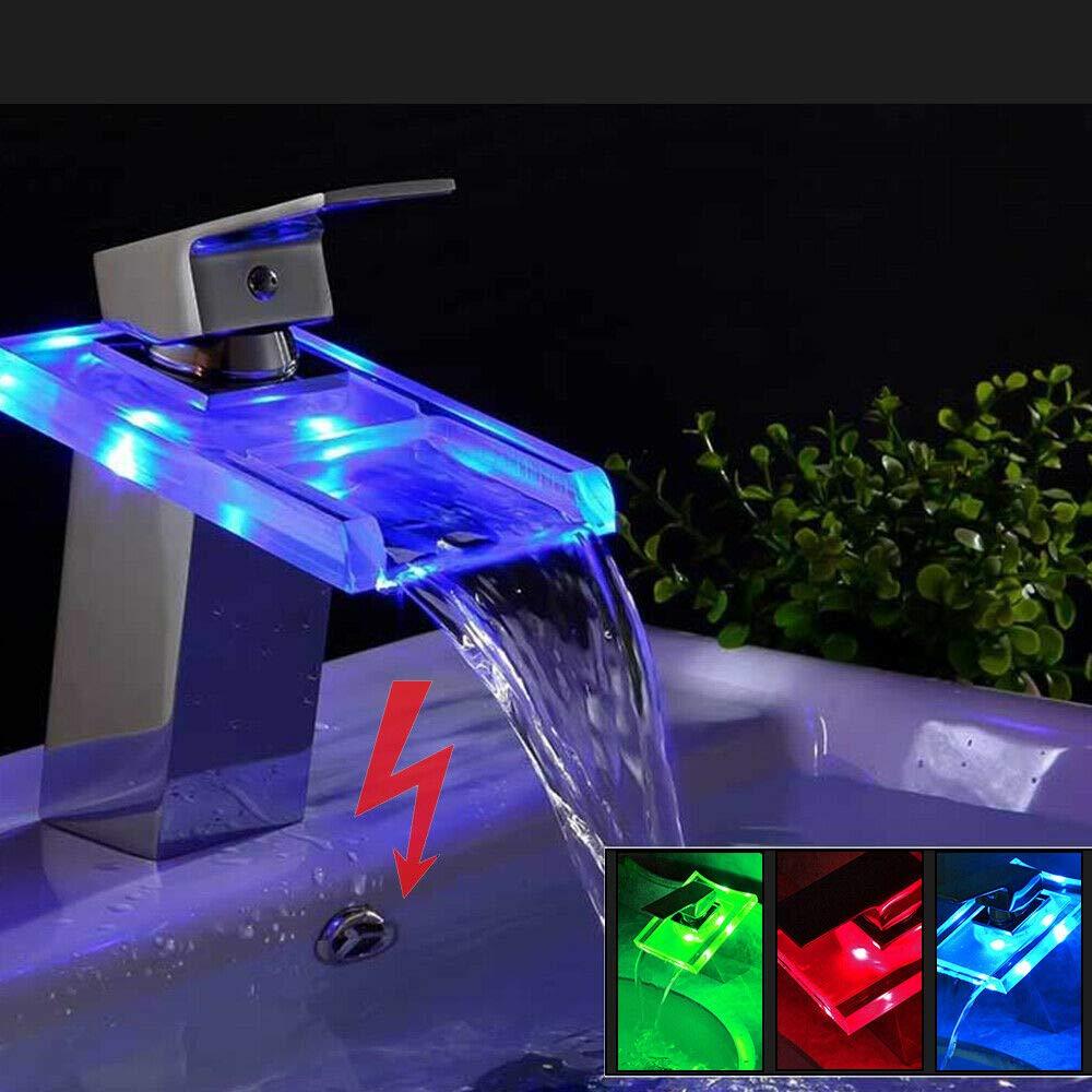 Miscelatore per lavabo a LED con illuminazione RGB, 3 variazioni di colore