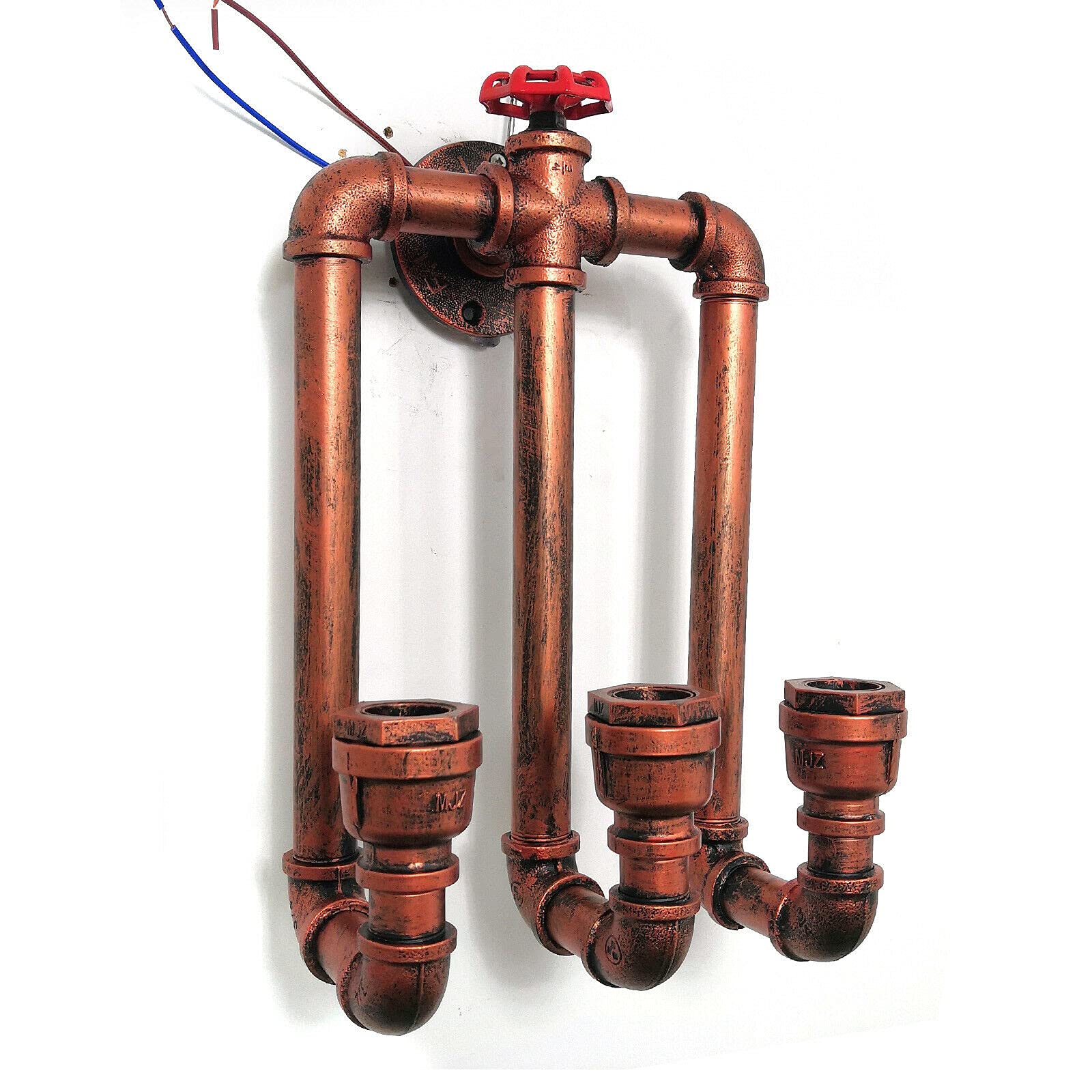 Lampada a sospensione industriale a tubo d'acqua, stile vintage, stile steampunk, in ferro e metallo, 3 lampadine St64