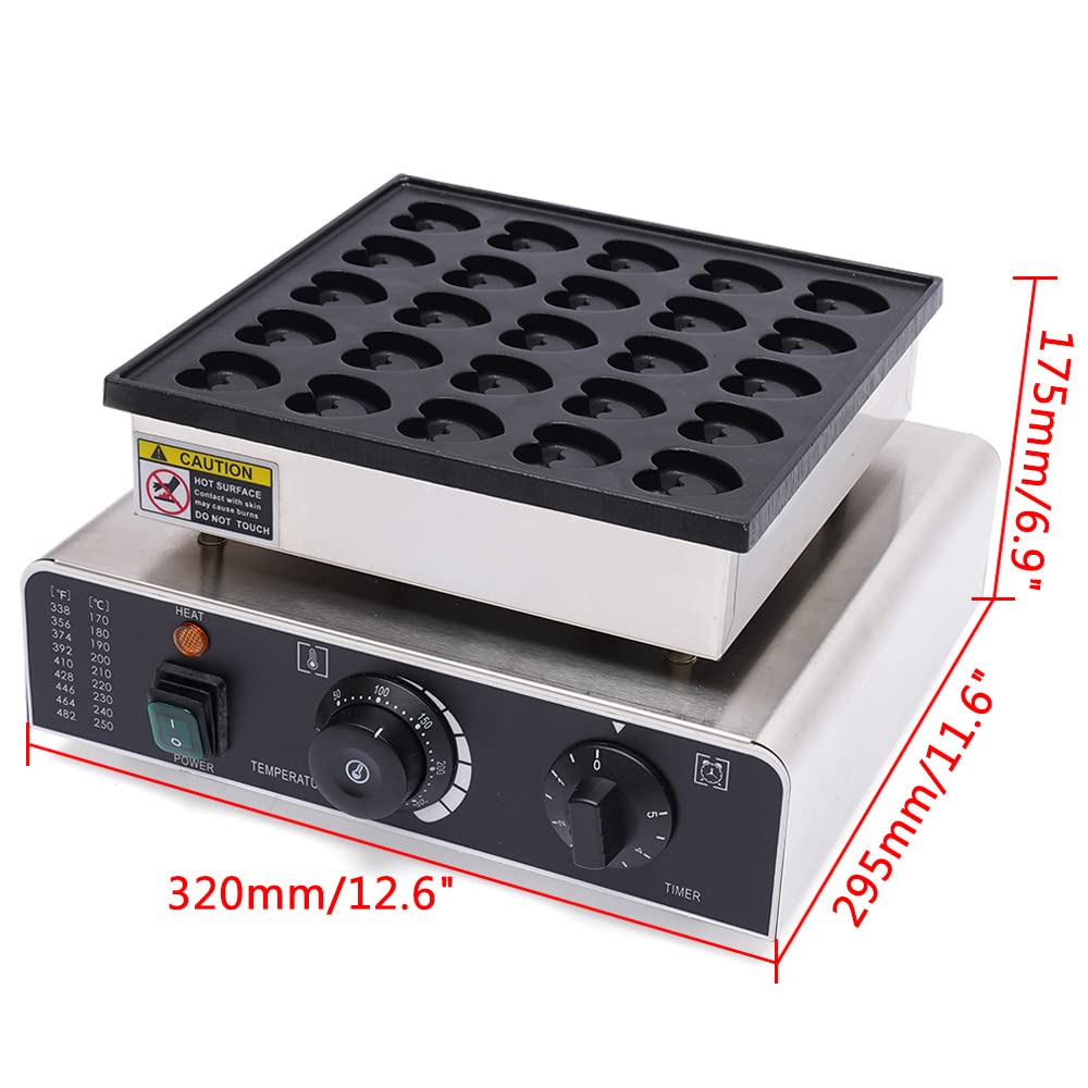 Piastra per waffle a forma di cuore con rivestimento antiaderente per 25 mini waffle a forma di cuore, 850 Watt, 50 ~ 300 °C
