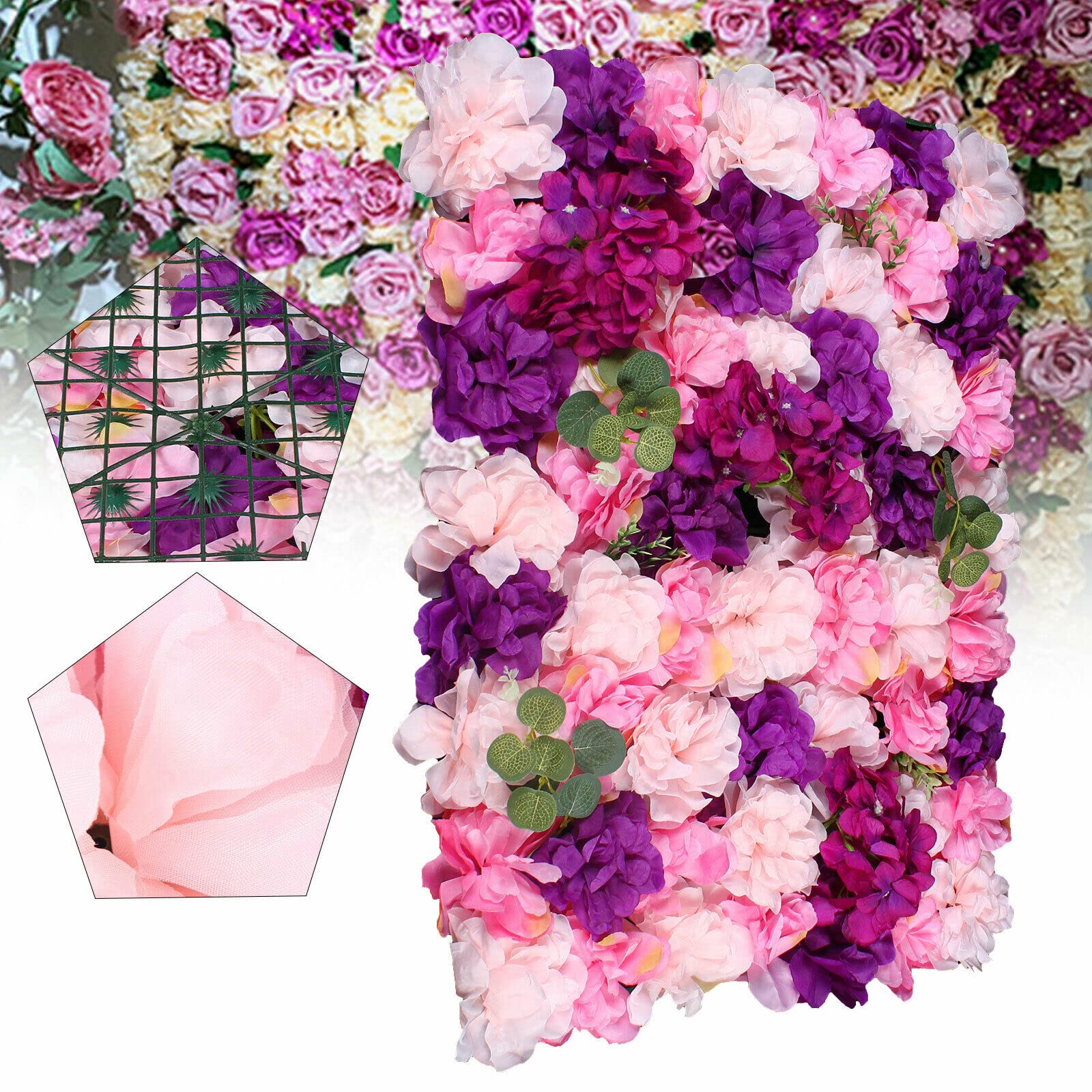 Colonna di fiori artificiali da parete, 6 pezzi, decorazione fai da te, per giardino, matrimonio, 40 x 60 cm