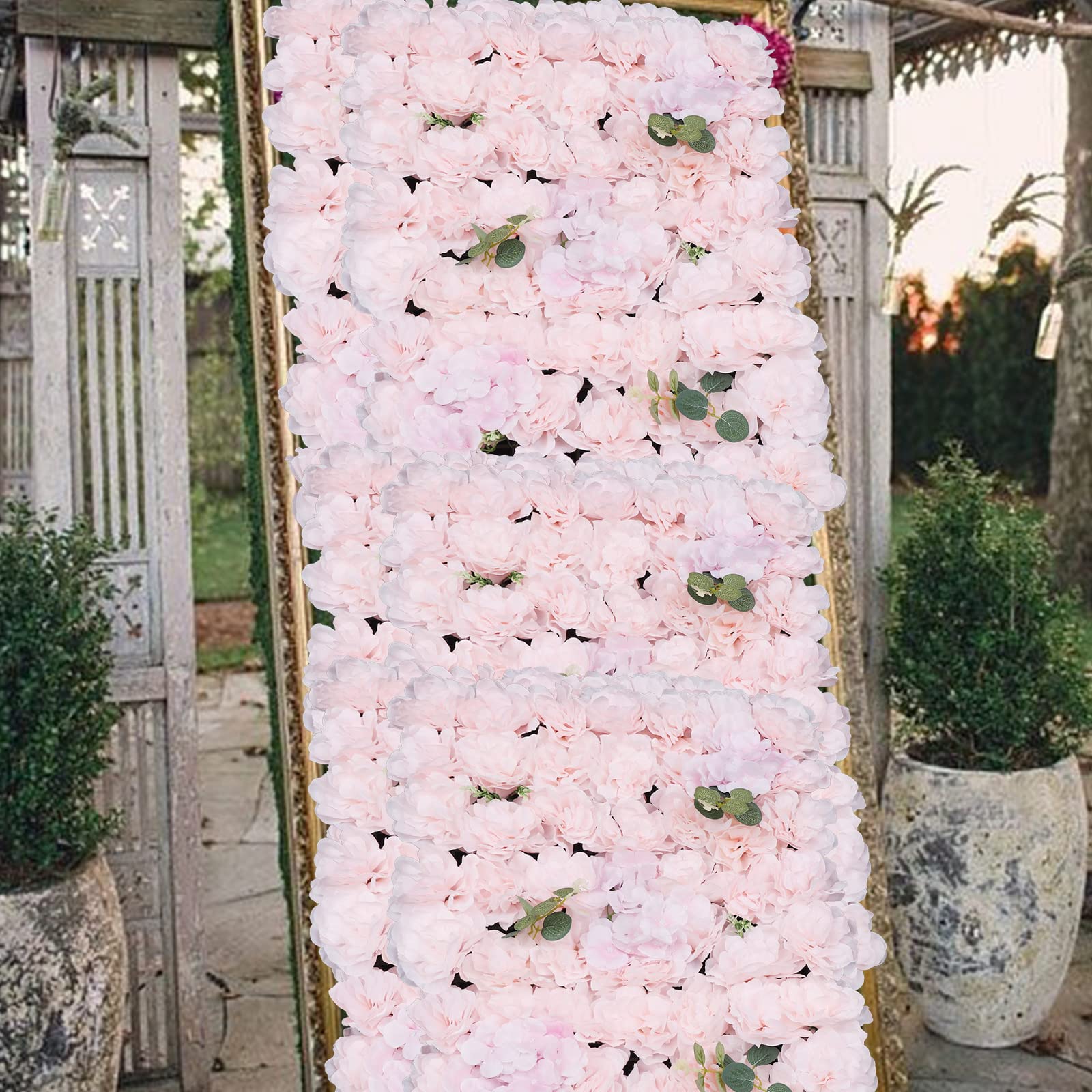 6 pezzi di fiori artificiali di seta da parete, pannelli da parete con rose di seta