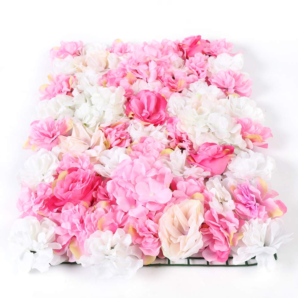 15 pezzi di fiori artificiali da parete di fiori falsificati, decorazione per matrimoni, fotografie, feste, sfondo rosa, 40 x 60 cm, colore: rosa