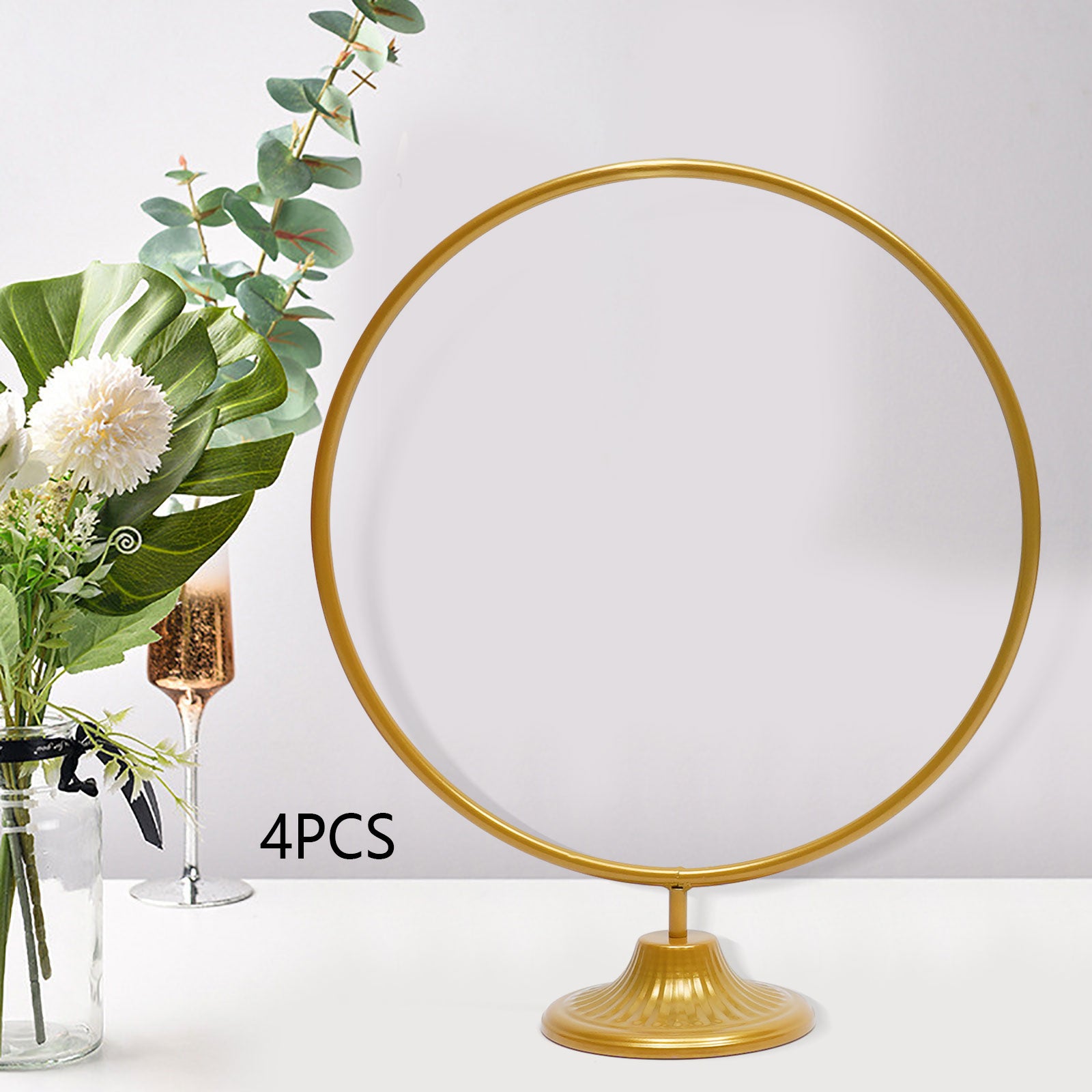  4 ghirlande di metallo a forma di cerchio, decorazione da tavolo, supporto per fiori, per matrimoni