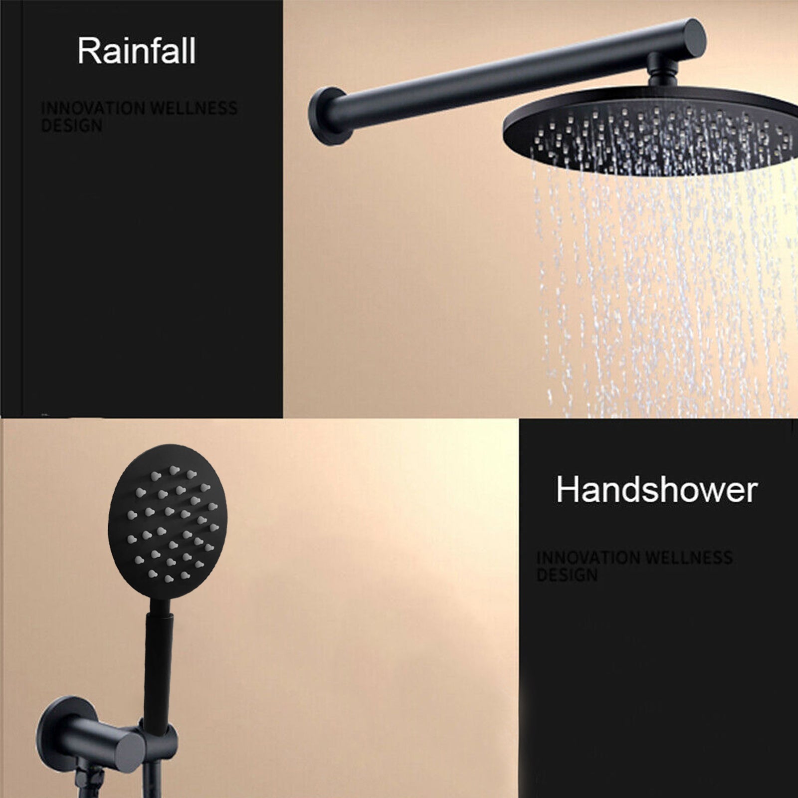 Set di rubinetti per doccia a scomparsa con soffione doccia a pioggia da 10 pollici a 2 vie per montaggio a parete