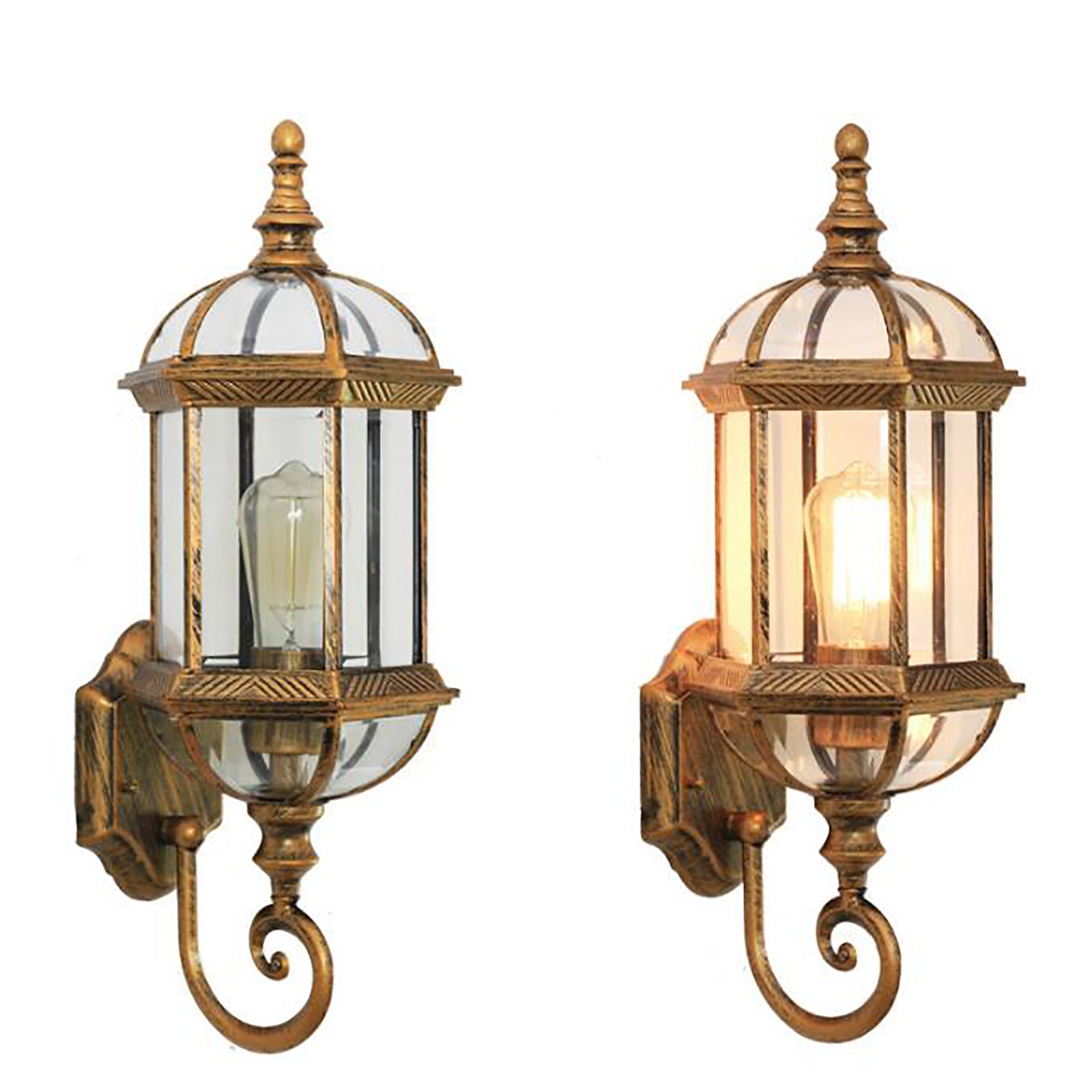 CNCEST Oro/Nero Lampada da parete per esterni, impermeabile, stile retrò, industriale, illuminazione per esterni