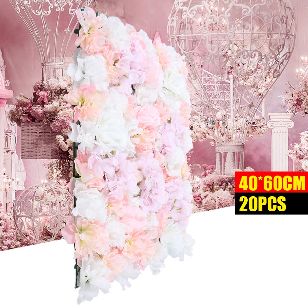 20 pannelli da parete di fiori artificiali in seta