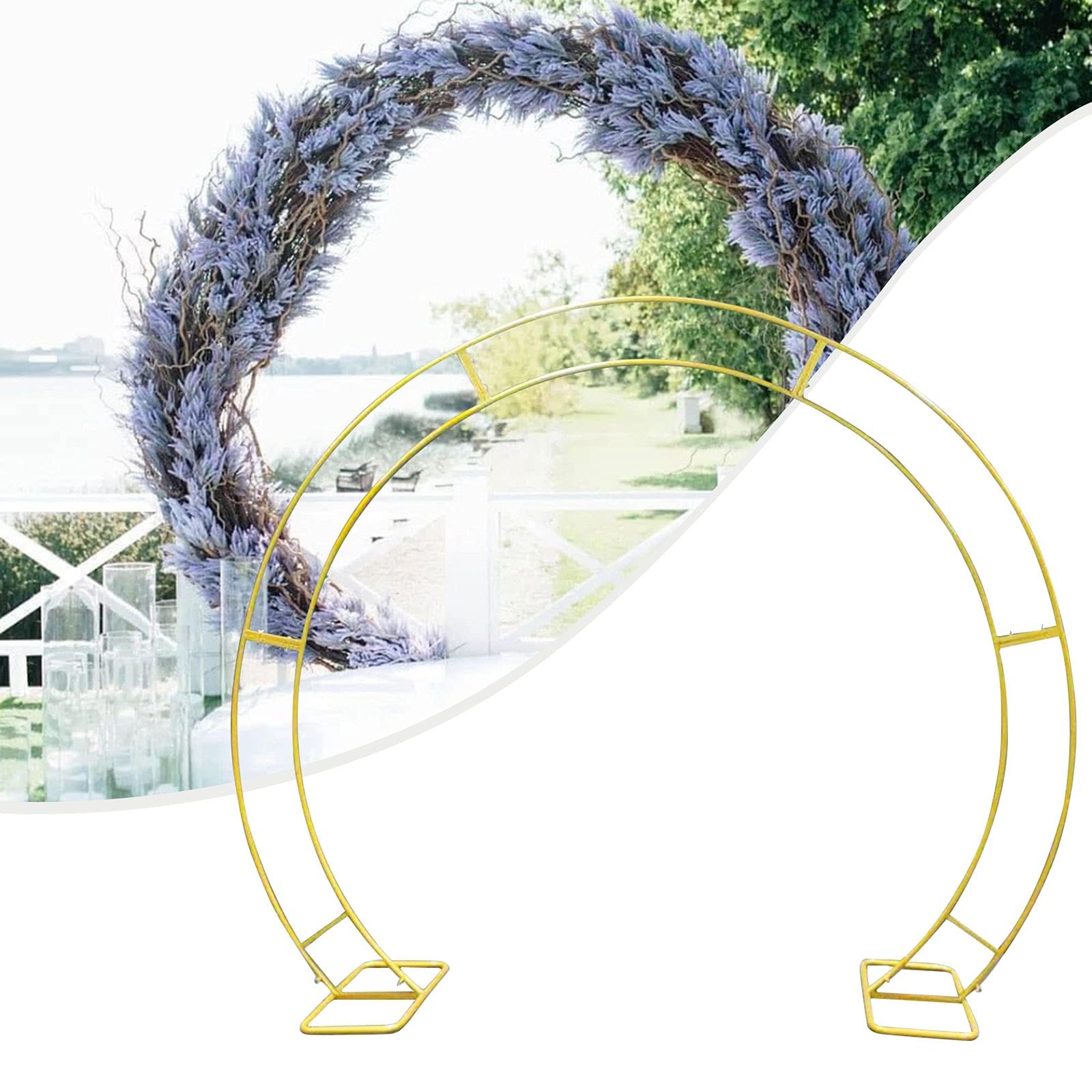 Arco di nozze Arco di palloncini Arco di fiori Arco doppio 2,6 * 2,2 m Arco in metallo Supporto per fondale fai-da-te per matrimoni di compleanno