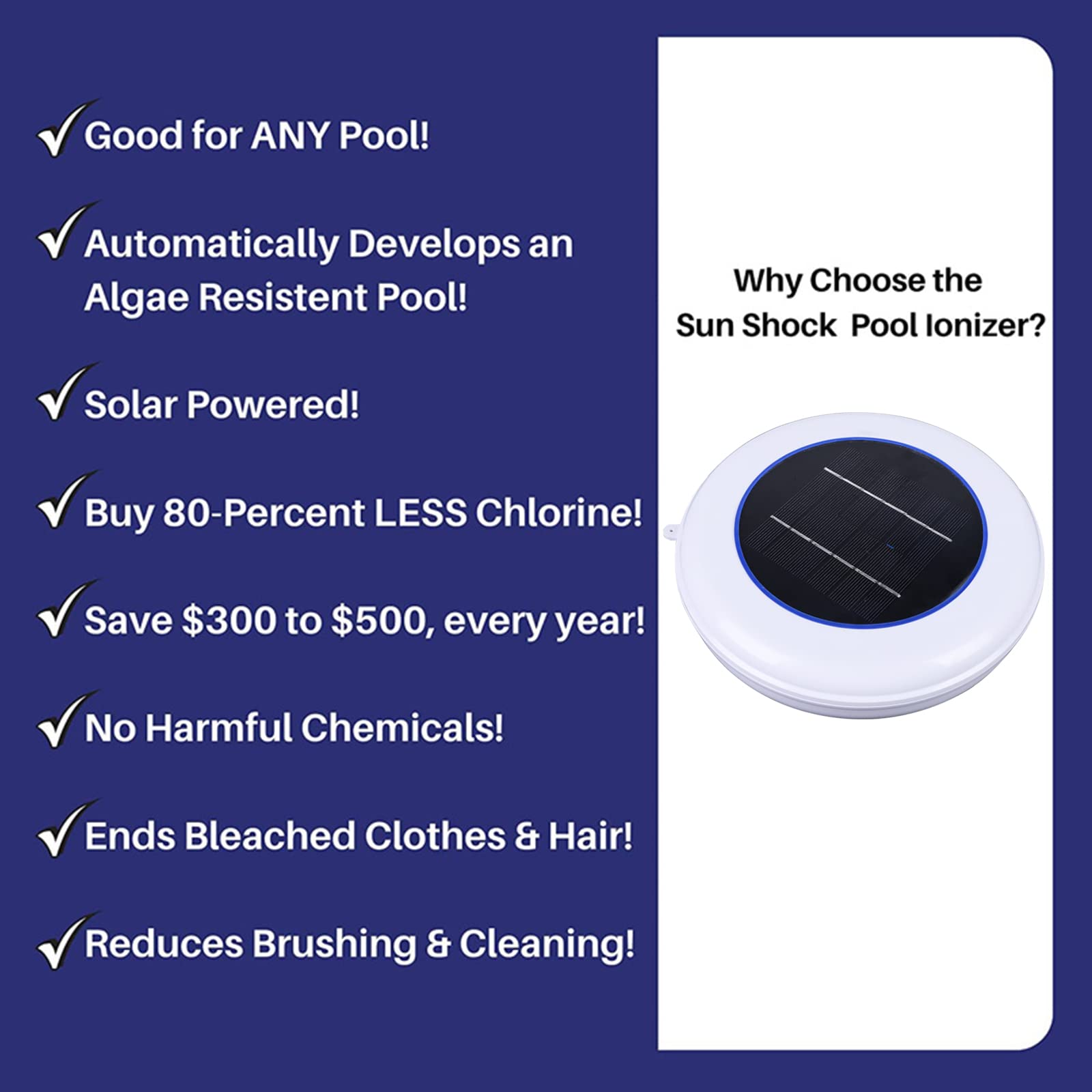 Pulitore solare per piscina ionizzatore